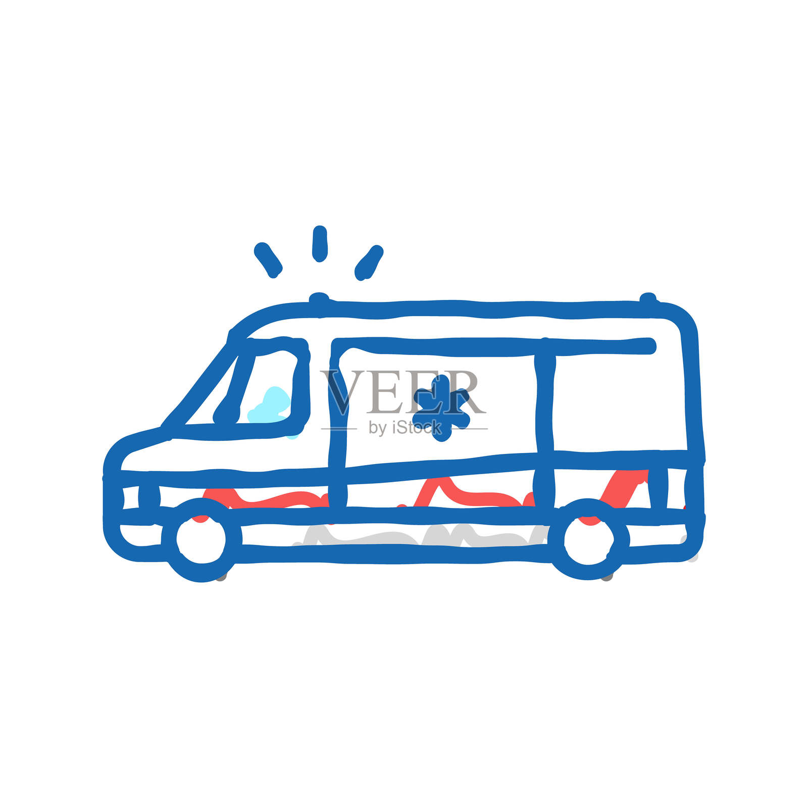 救护车急救图标涂鸦插图插画图片素材