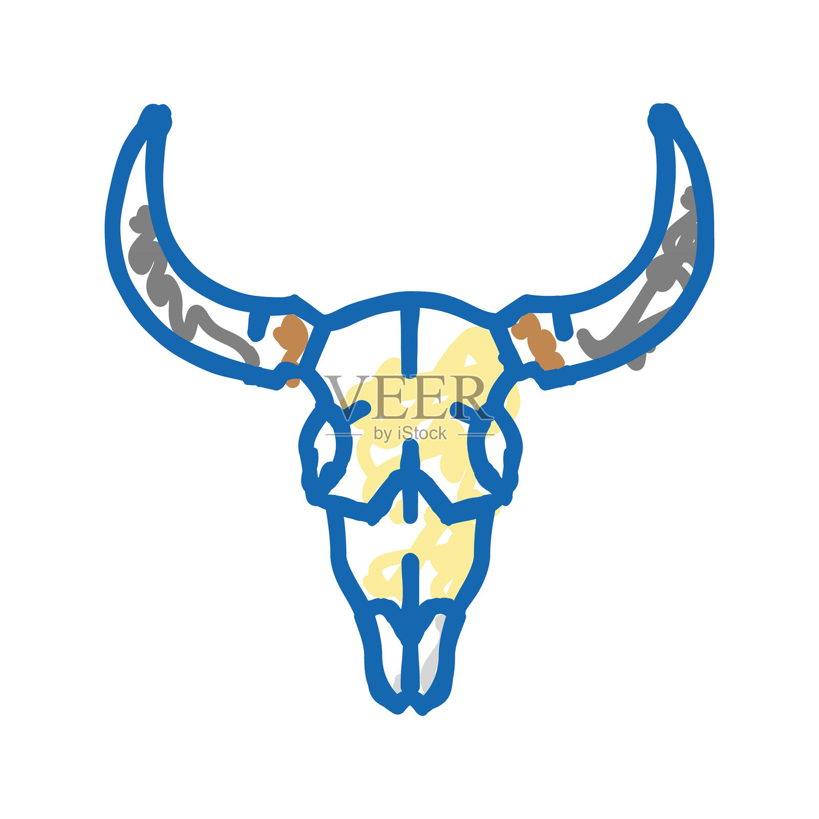 骷髅牛图标涂鸦插图插画图片素材