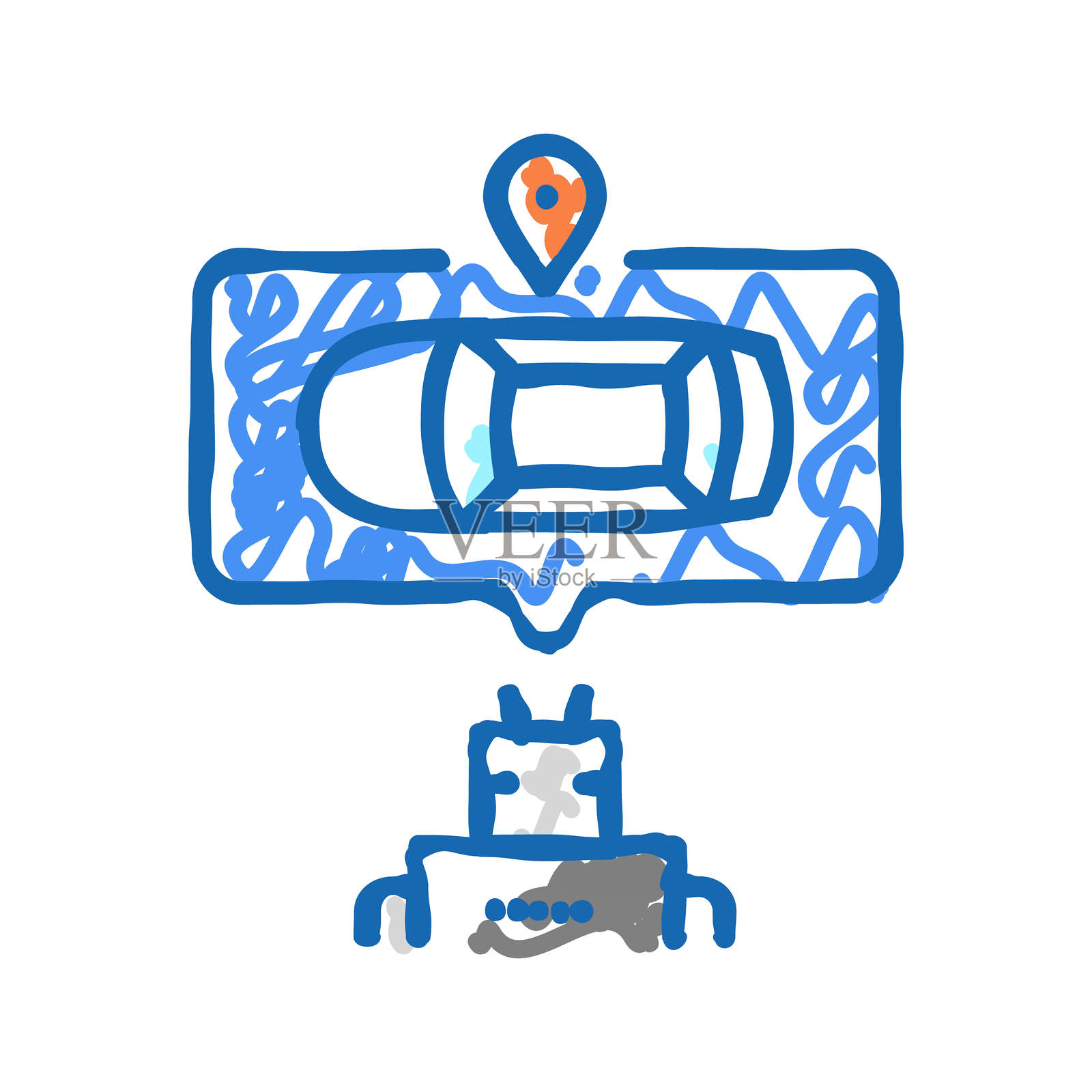 机器人导航图标涂鸦插图插画图片素材