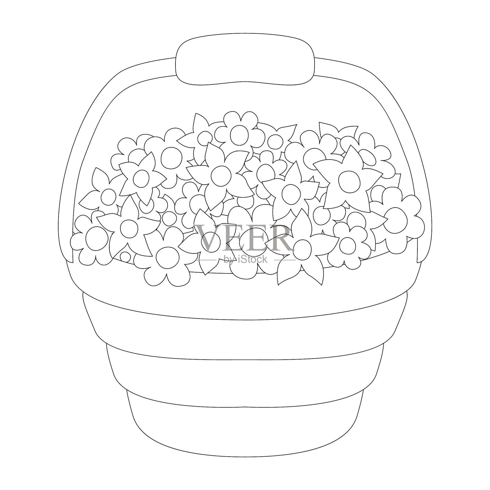 花篮涂色书插图插画图片素材