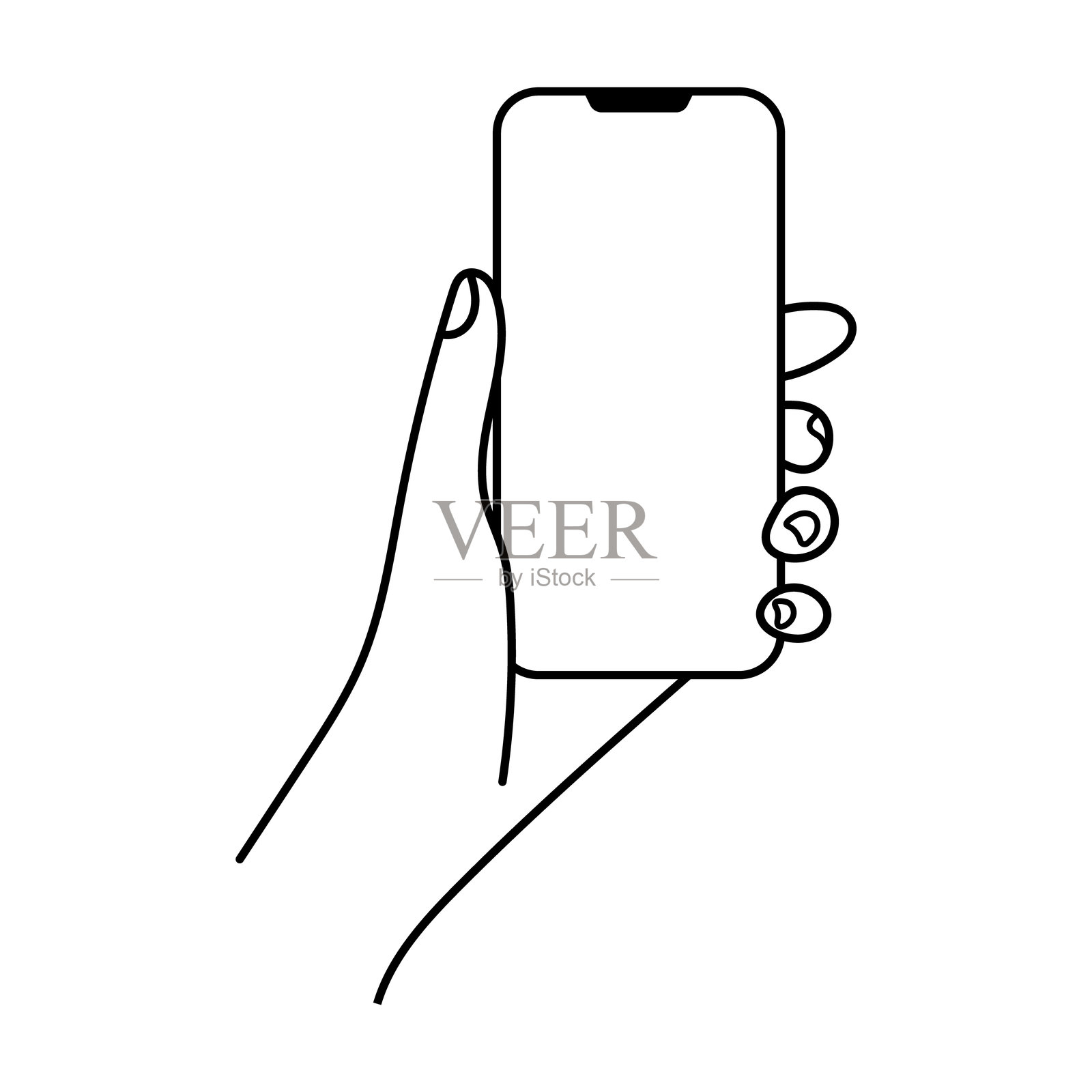 手握智能手机轮廓矢量插图插画图片素材