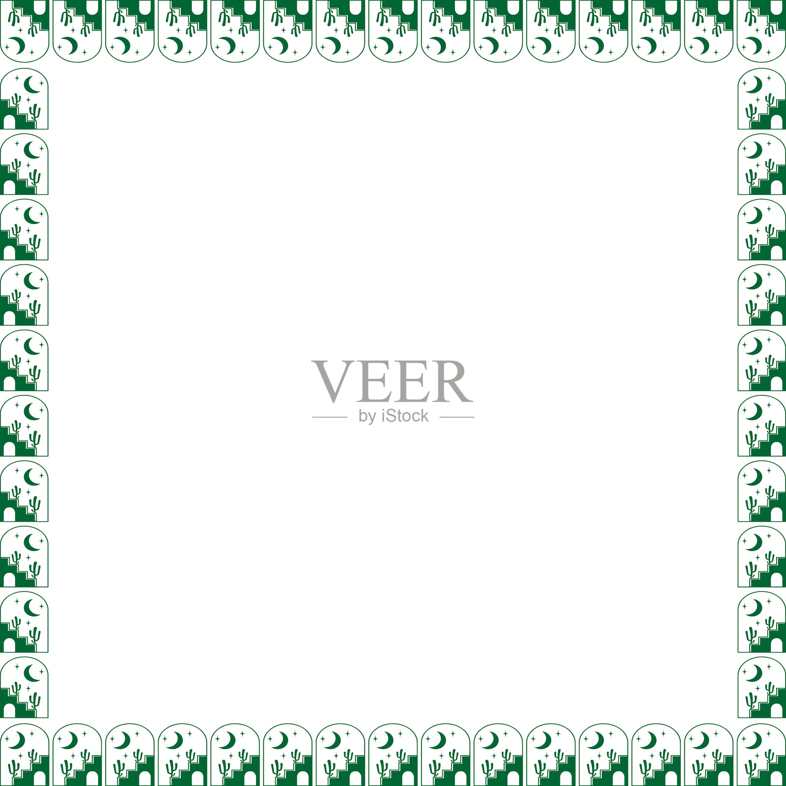 沙漠框架。摩洛哥图形模板。可爱的空框盒。手绘矢量插图插画图片素材