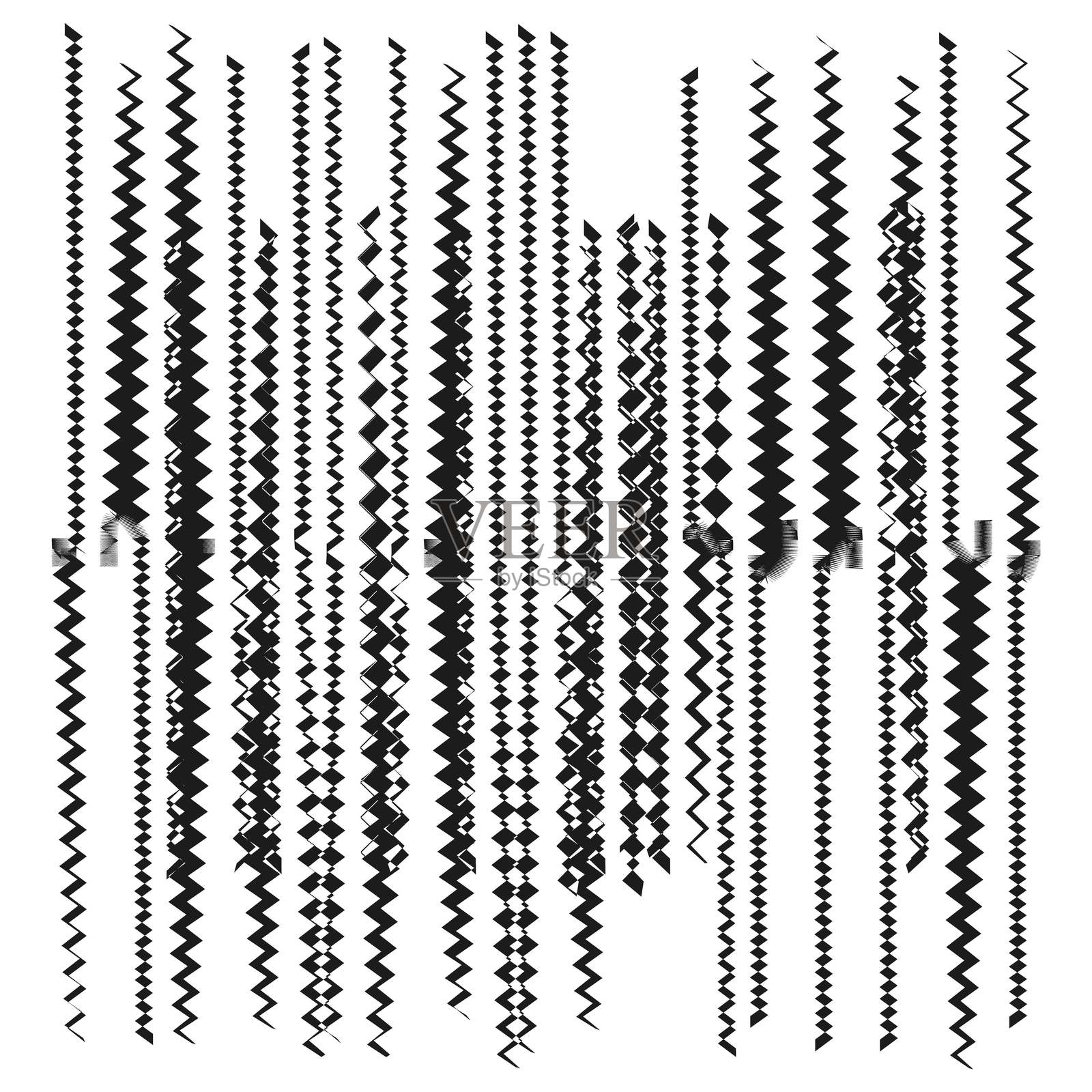 抽象之字形图案。垂直线条设计。几何黑色形状。图形矢量概念。插画图片素材