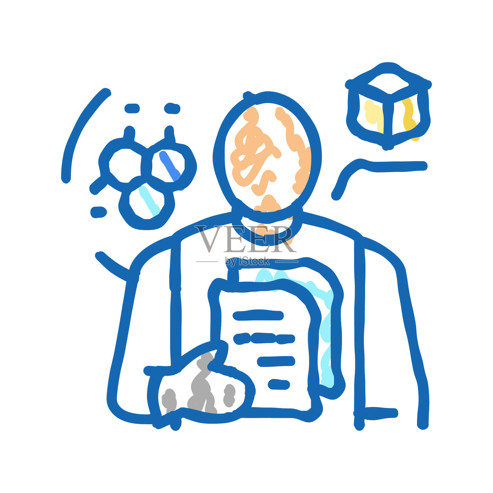 探险家科学家工人图标涂鸦插图插画图片素材