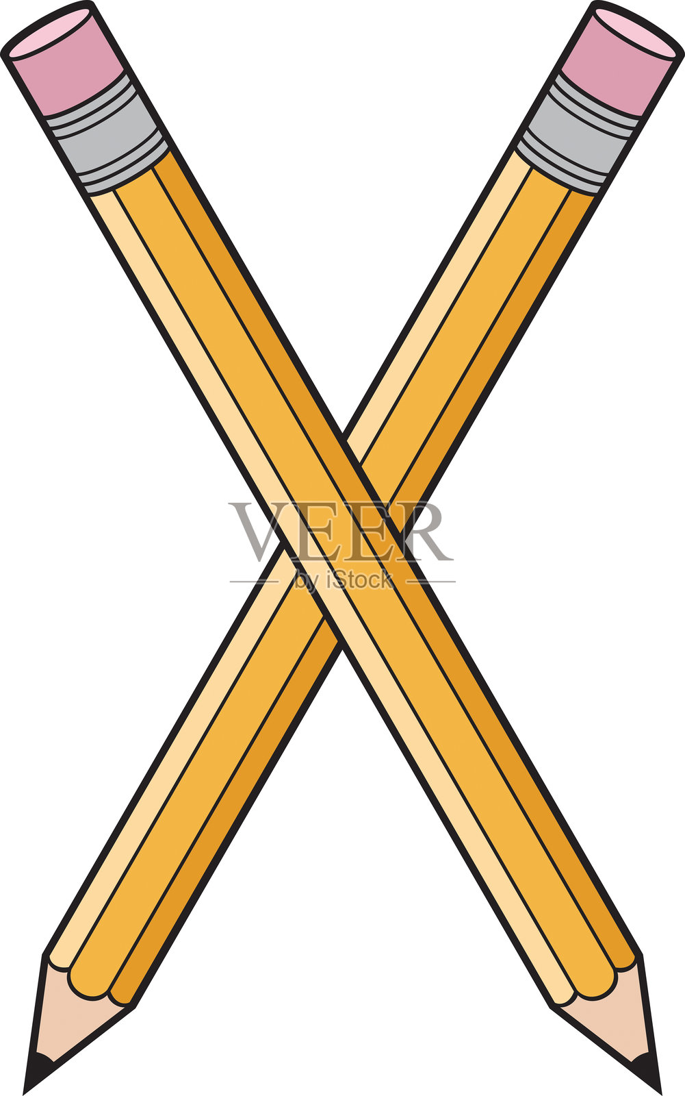 交叉的彩色铅笔插画图片素材