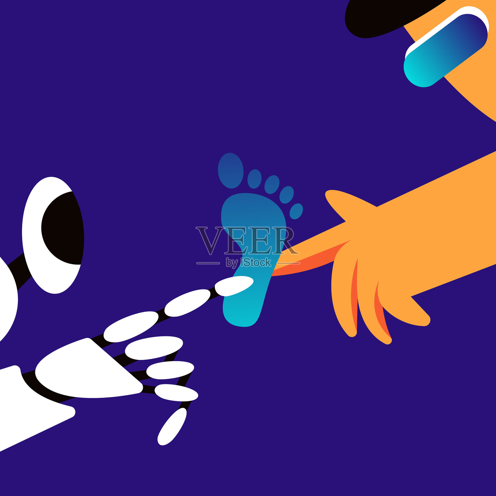 人类与机器人的数字痕迹。插画图片素材