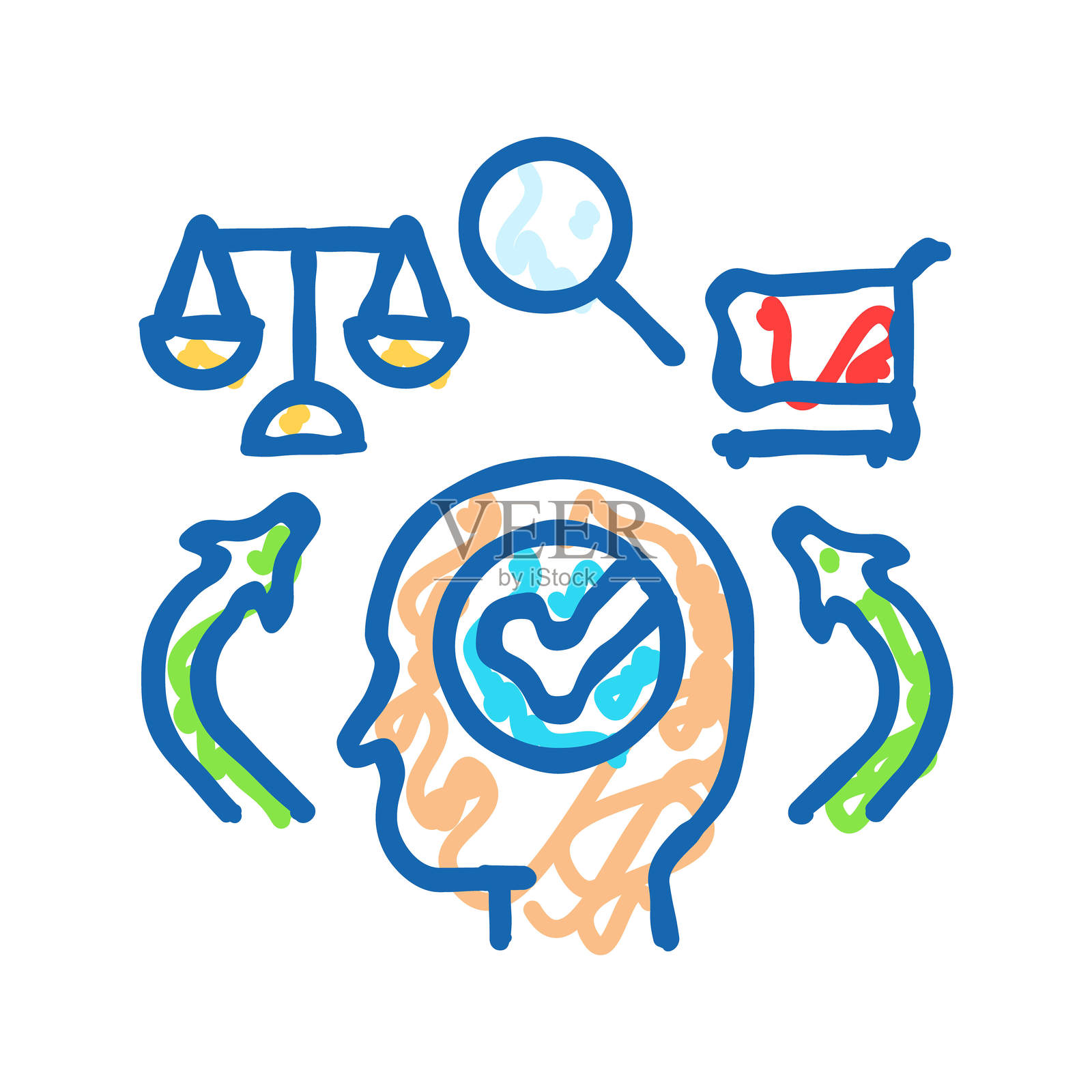 消费者行为图标涂鸦插图插画图片素材