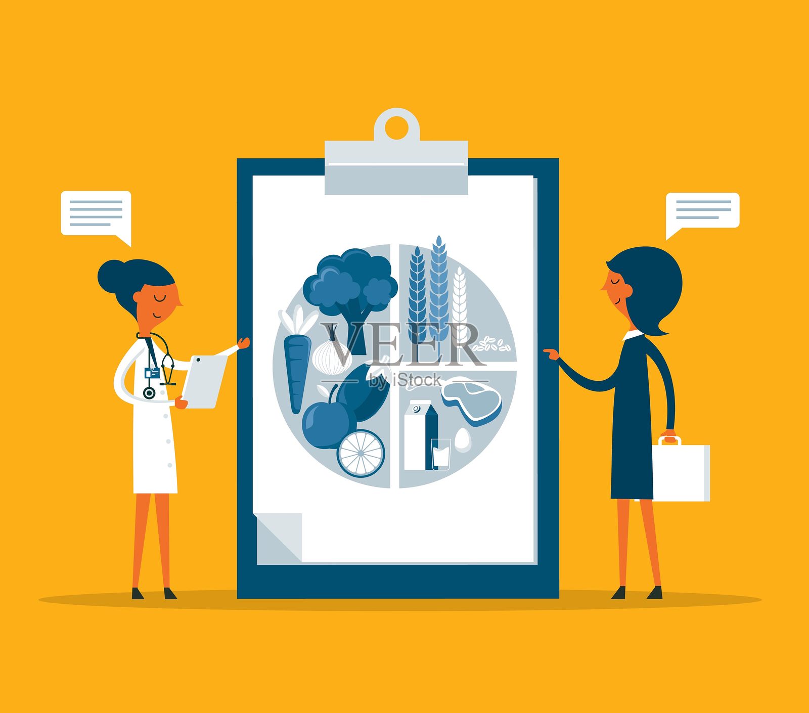 健康饮食 - 女商人插画图片素材