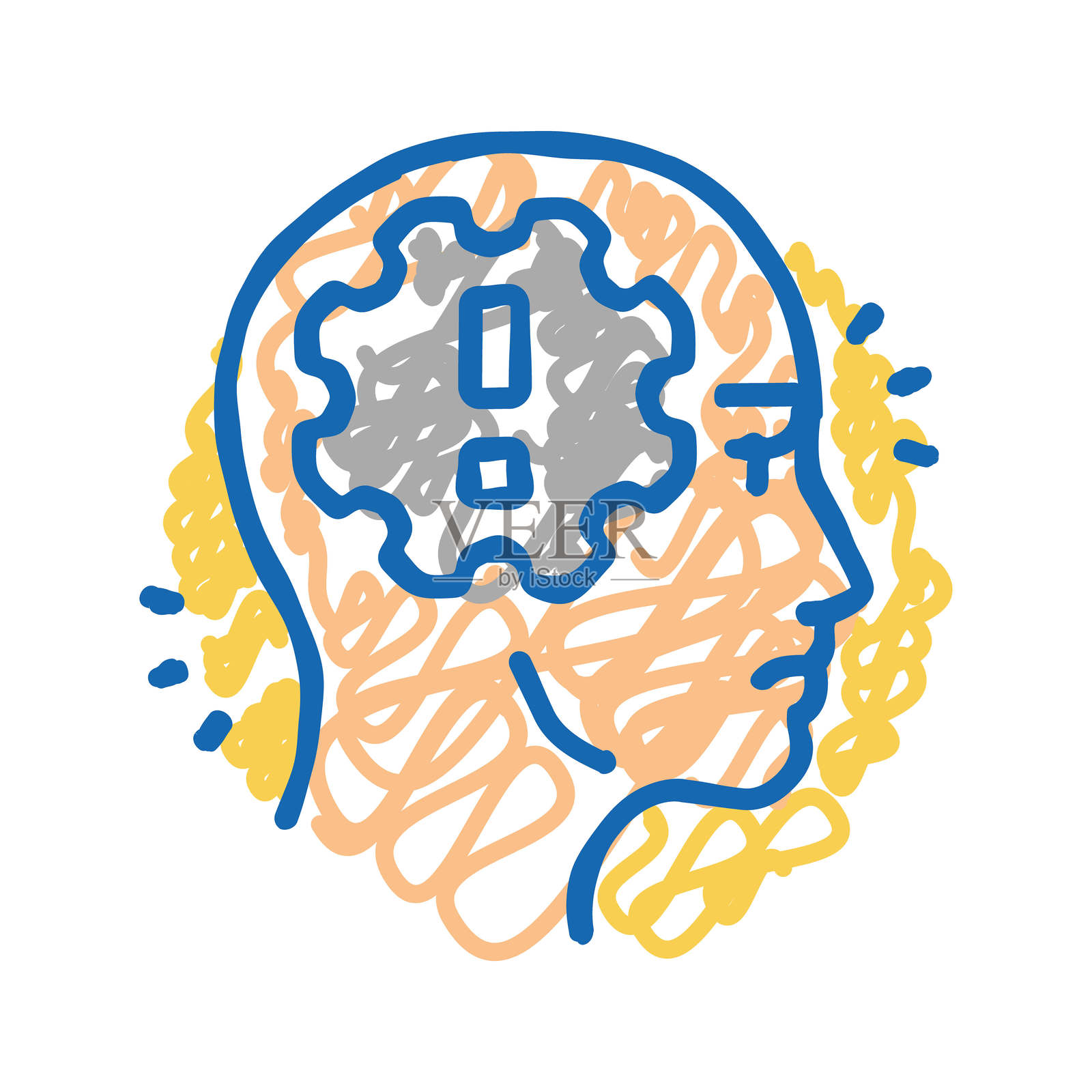 焦虑管理心理健康图标涂鸦插图插画图片素材