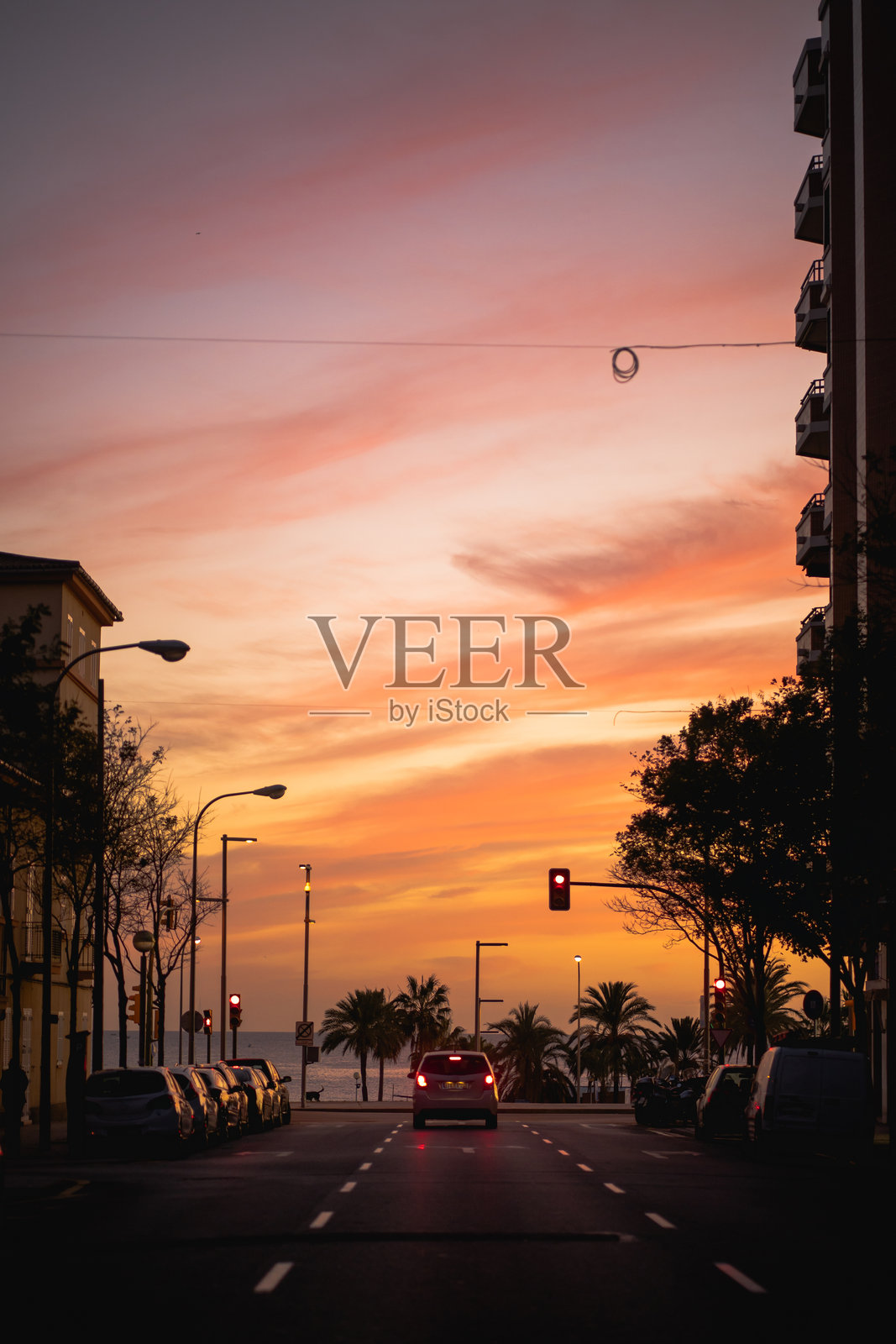 巴尔马市的日落景观照片摄影图片