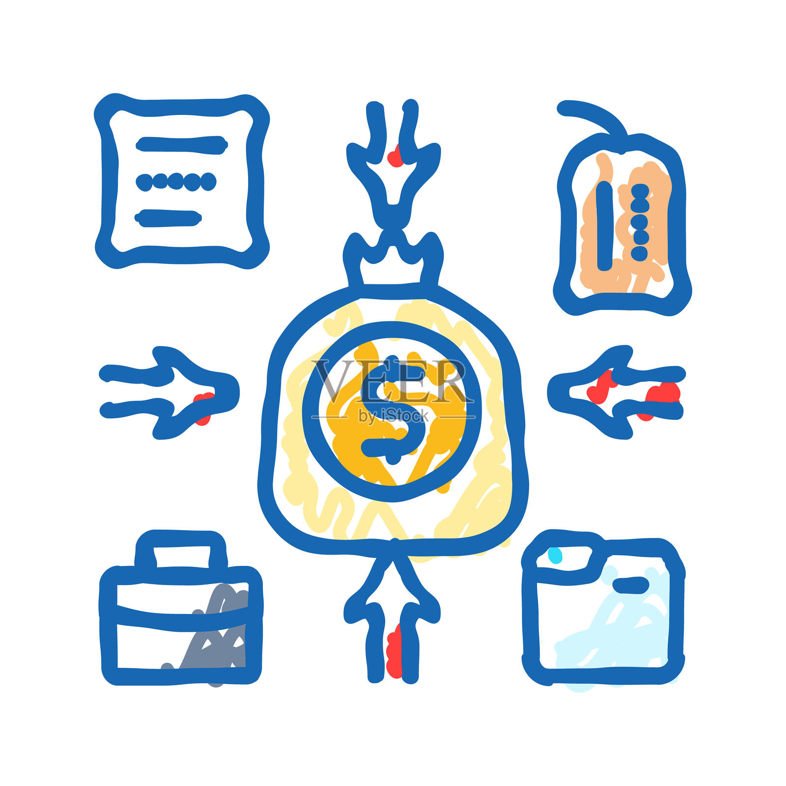 收入来源预算规划图标涂鸦插图插画图片素材