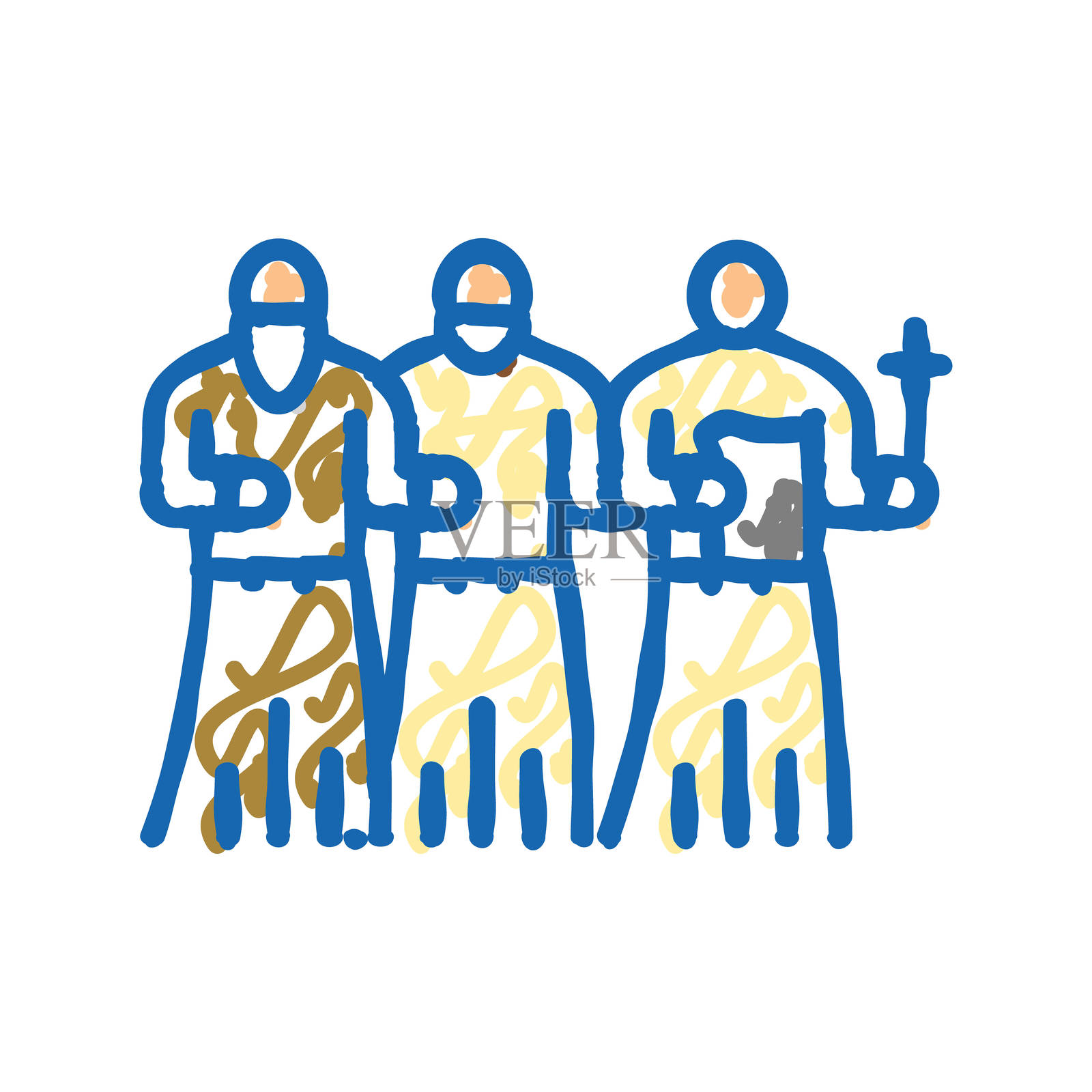 拜占庭图标的宗教游行涂鸦插图插画图片素材