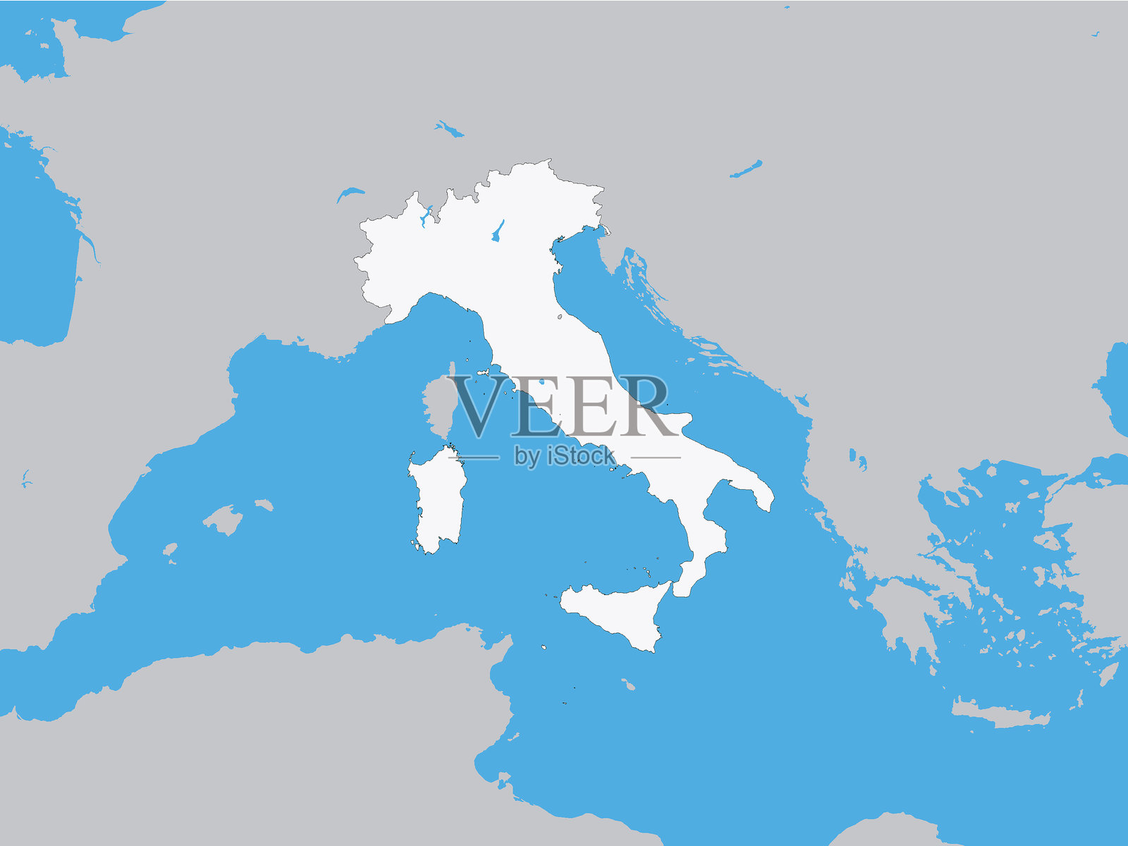 意大利的详细高亮地图插画图片素材