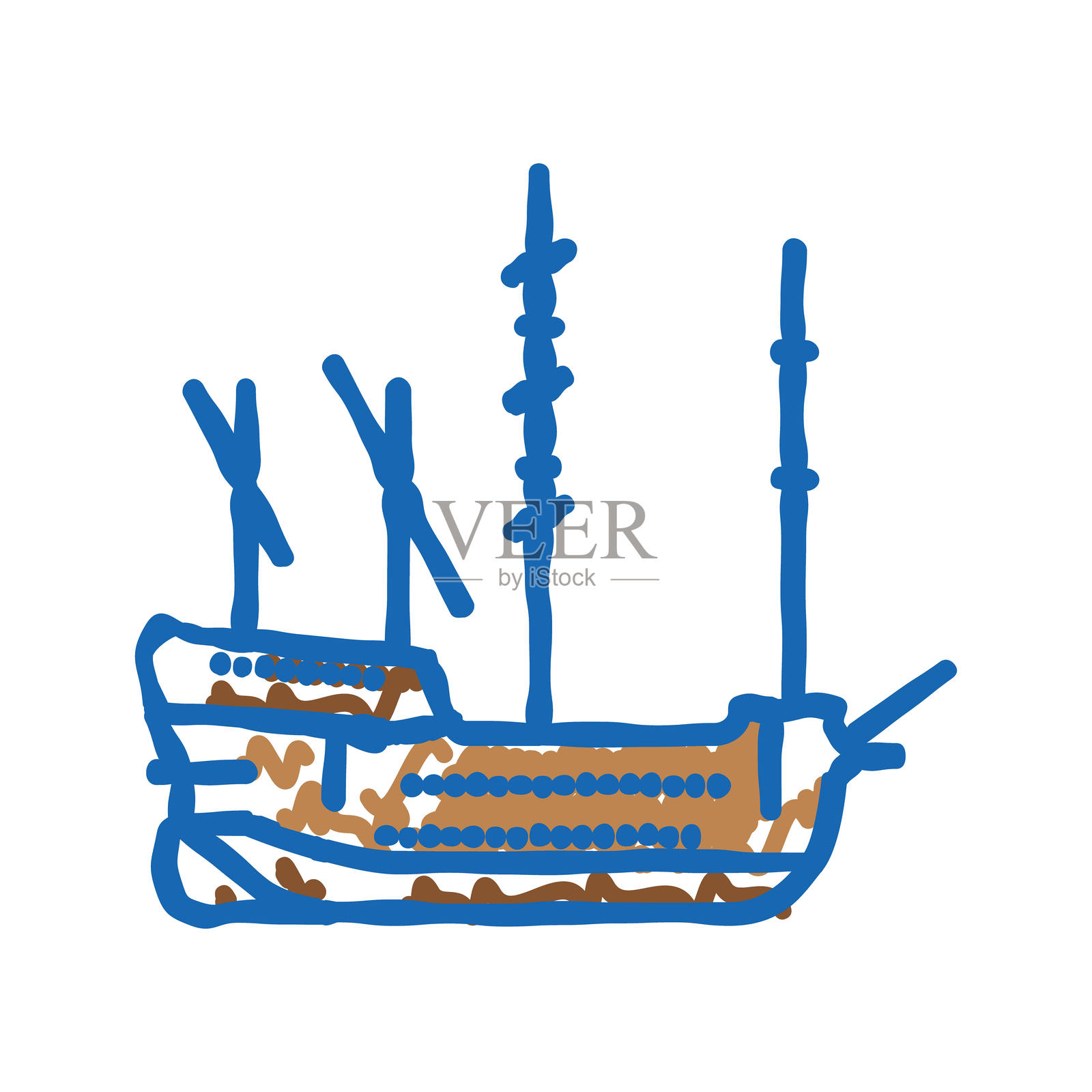 古代帆船图标涂鸦插图插画图片素材