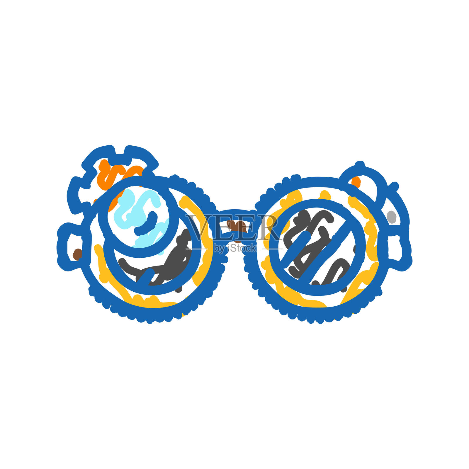 蒸汽朋克复古护目镜图标涂鸦插图插画图片素材