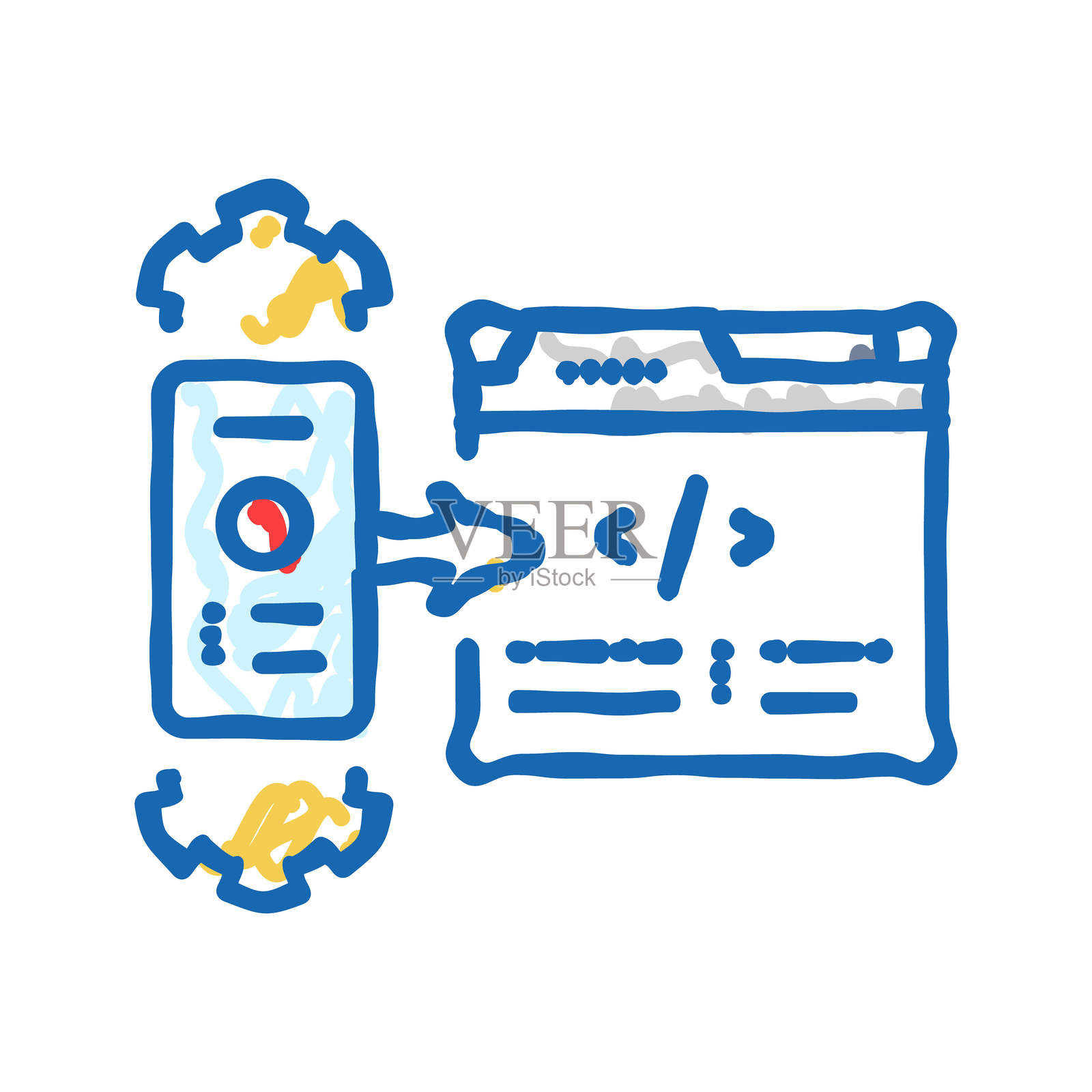 移动优先索引 SEO 图标涂鸦插图插画图片素材