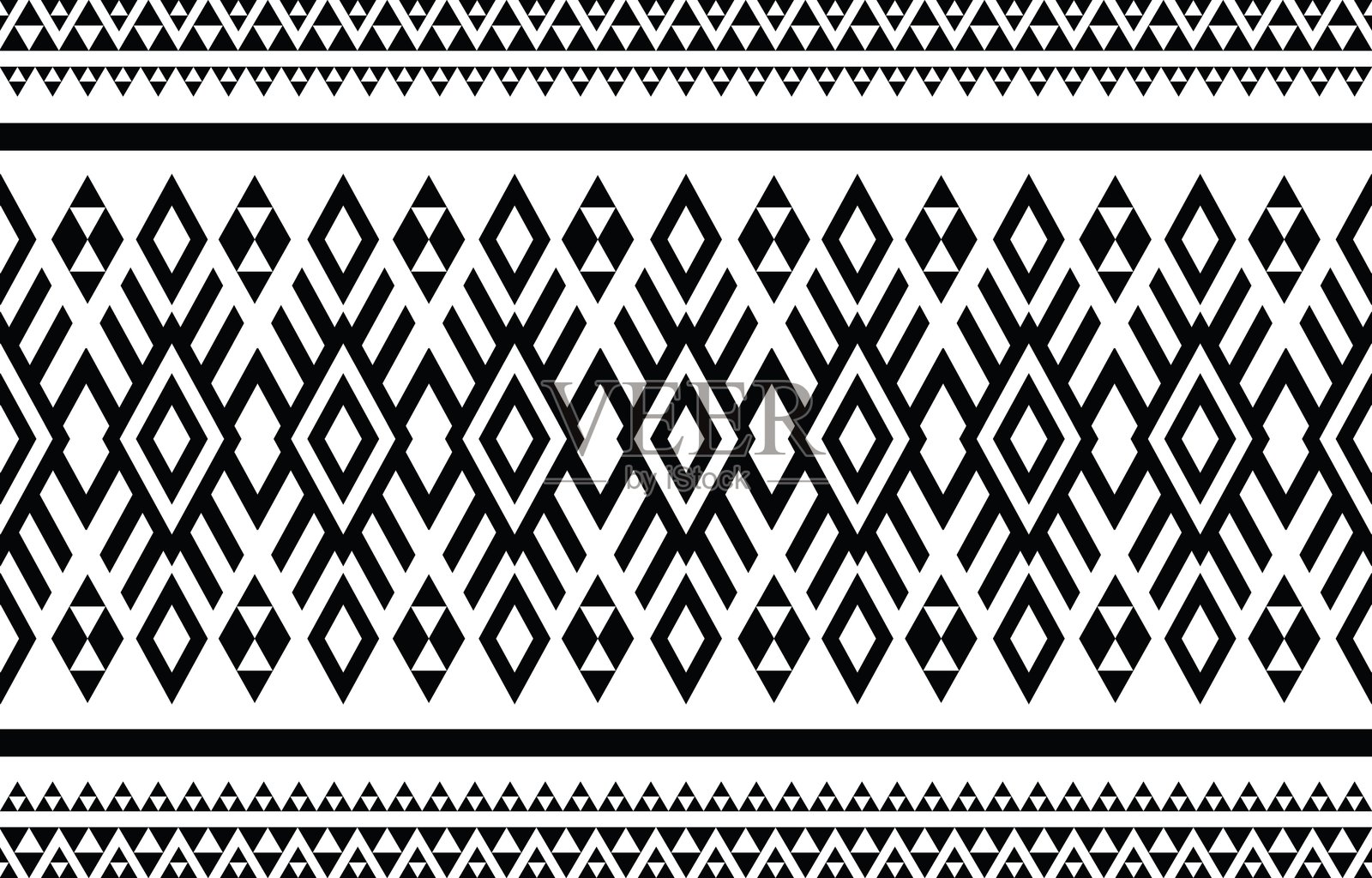 几何黑白民族部落图案设计无缝纹理插画图片素材