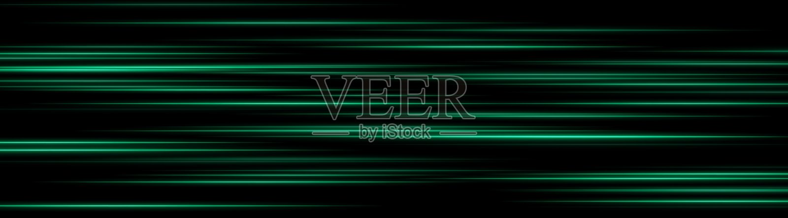 发光的绿色光轨在黑色背景上形成分层运动模糊。非常适合未来派用户界面、数字速度元素或科幻数据动画。插画图片素材