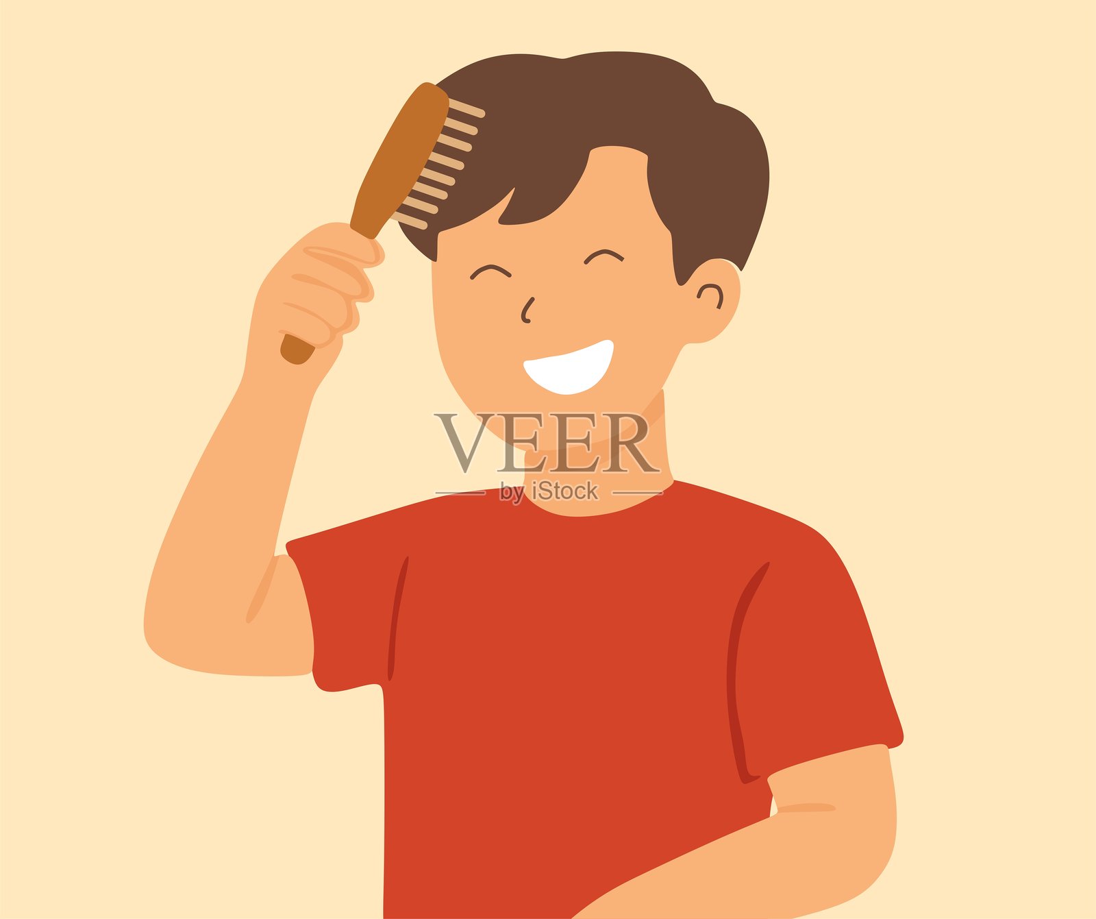 角色梳头的设计插画图片素材