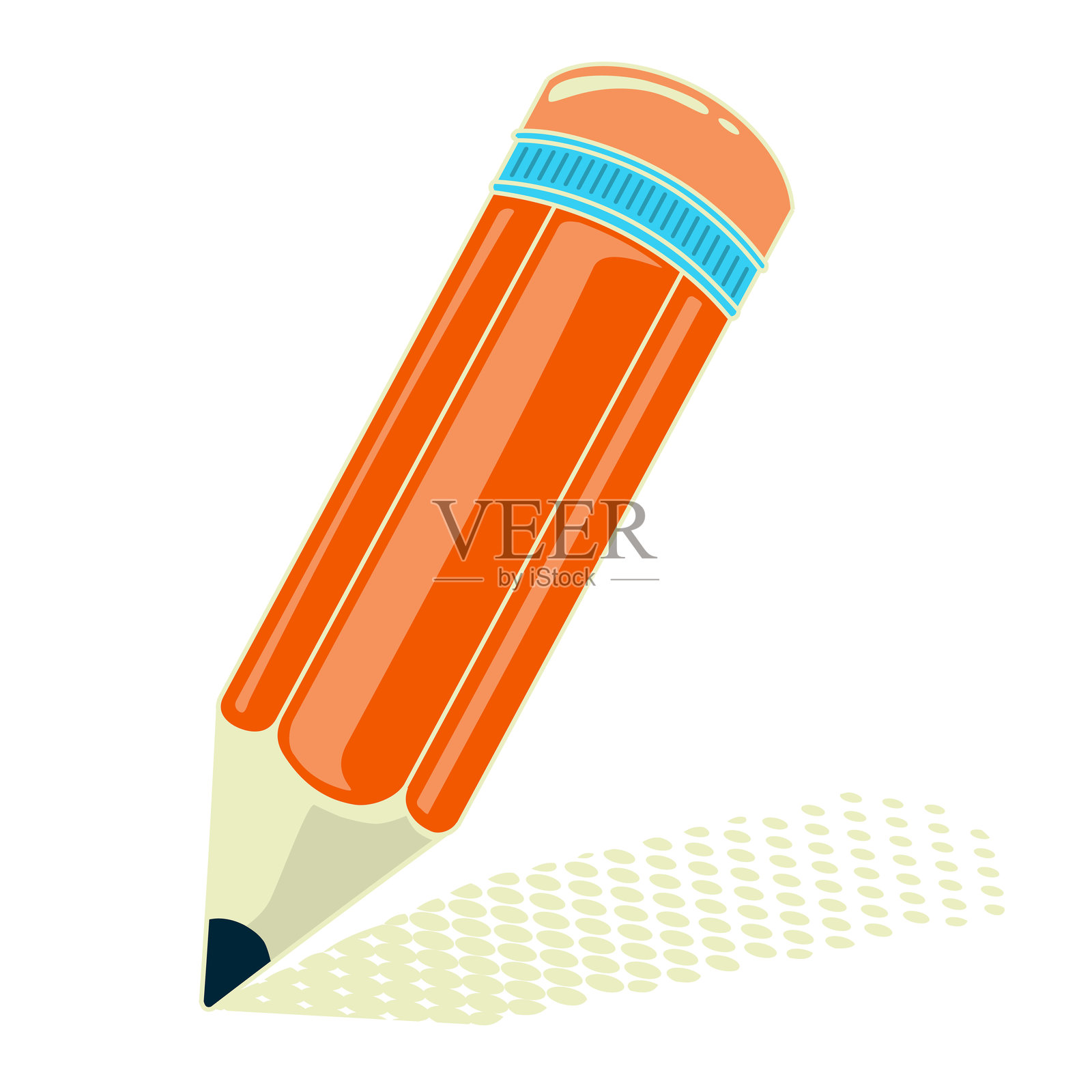 铅笔 - 带阴影的矢量图标，孤立在白色背景上插画图片素材