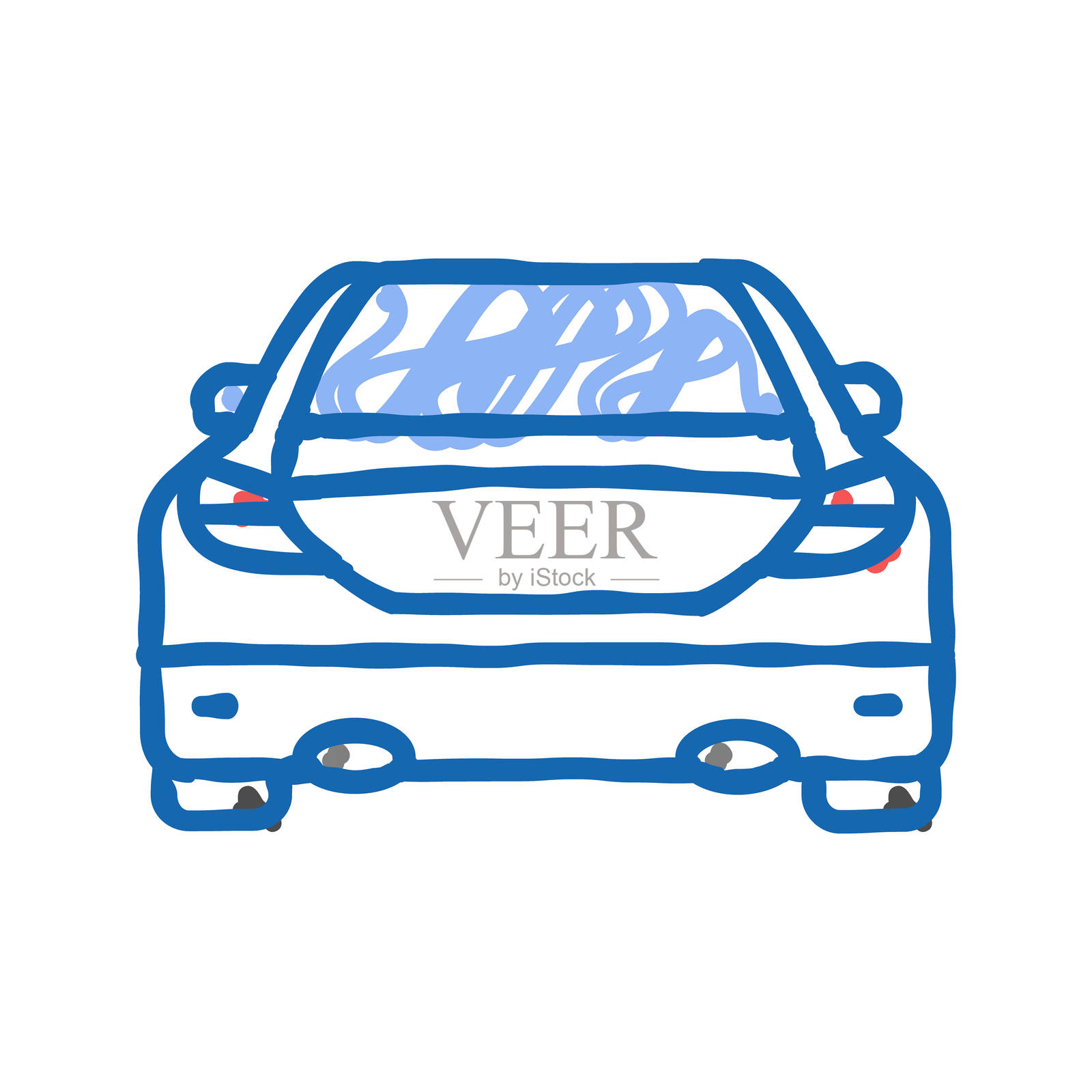 汽车后视图图标涂鸦插图插画图片素材