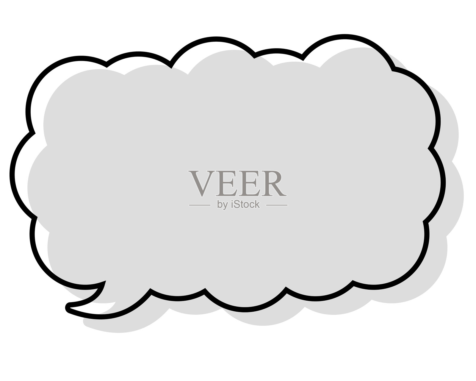 一个简单的对话气泡，带有不对齐的线条，呈长而细的云朵形状插画图片素材