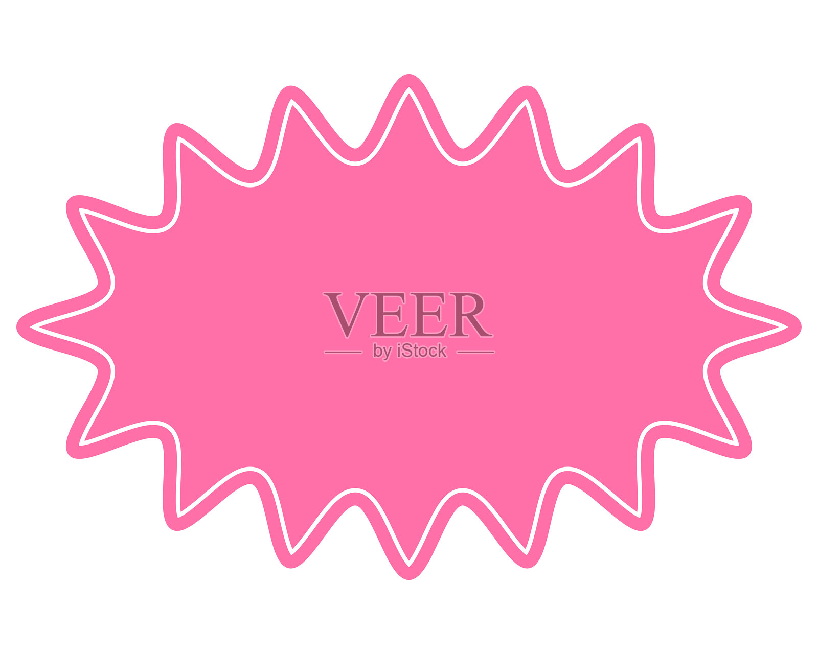 一个简单的彩色对话气泡，形状长而圆润，边缘锯齿状。插画图片素材