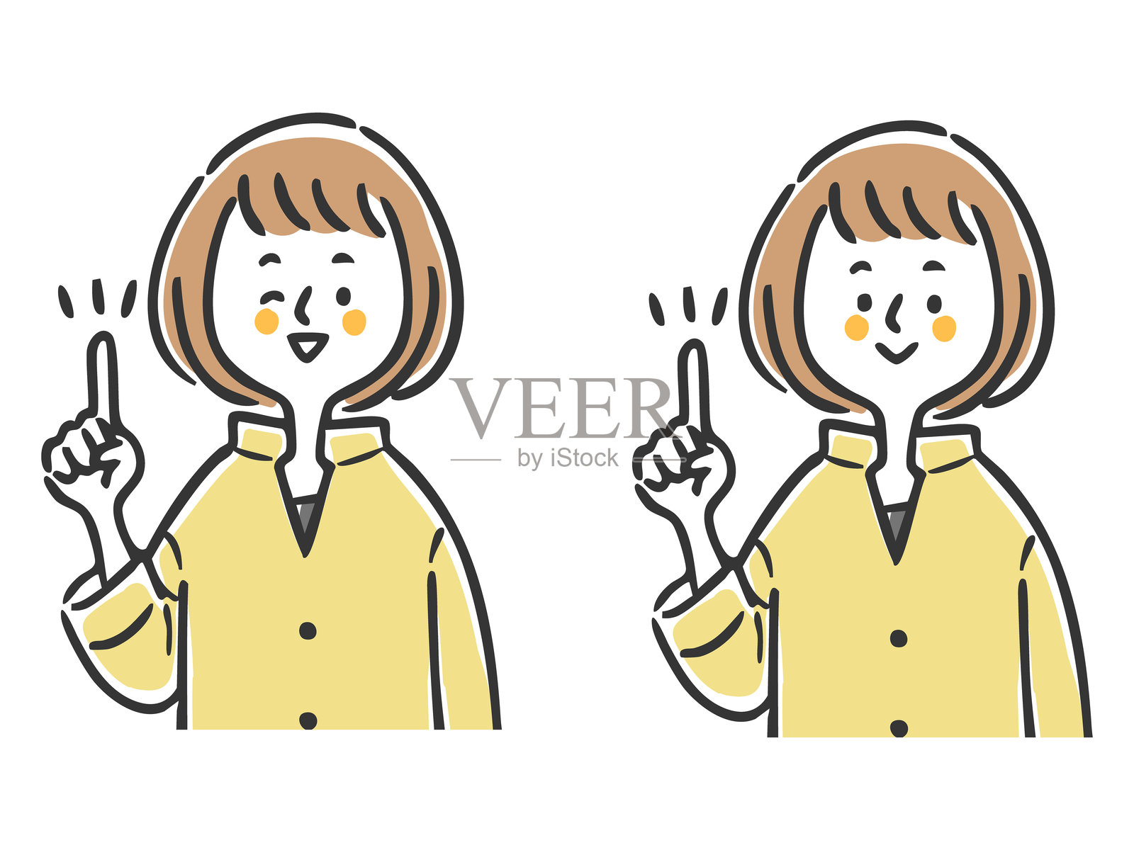 女性在解释要点，上半身，矢量图插画图片素材