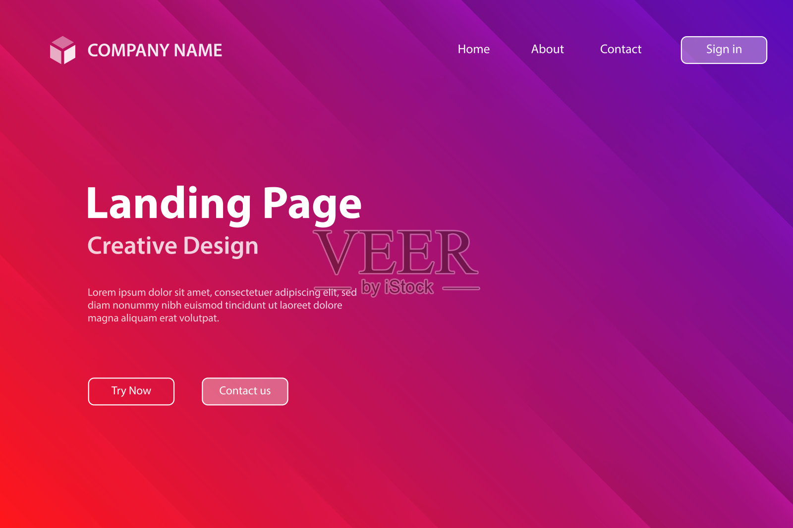 着陆页模板 - 现代抽象背景 - 时尚紫色渐变插画图片素材