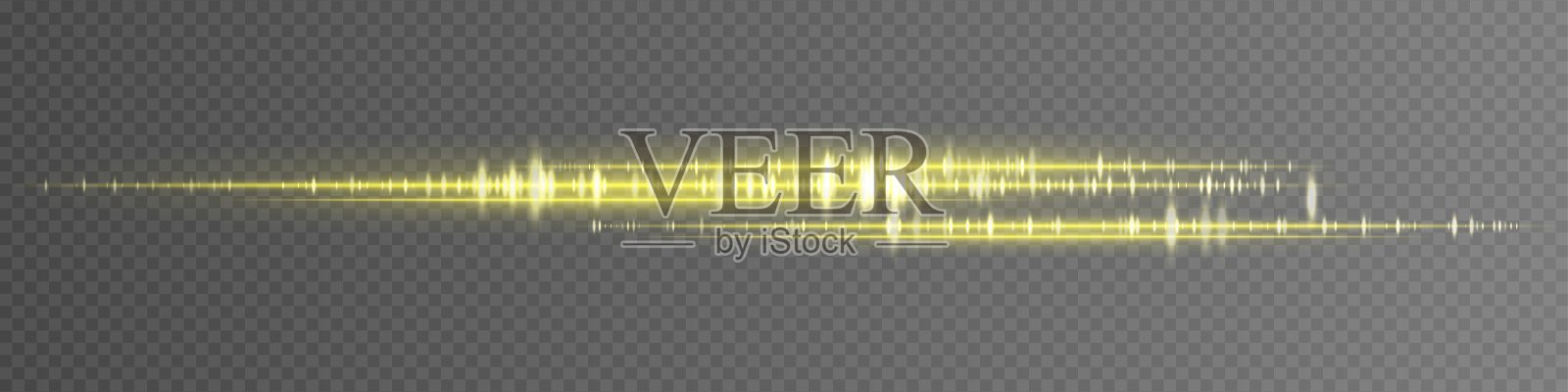 声音波形图标。透明背景上的黄色发光频率线。非常适合未来派界面、音频混合、声音检测视觉效果、数字技术和通信。插画图片素材