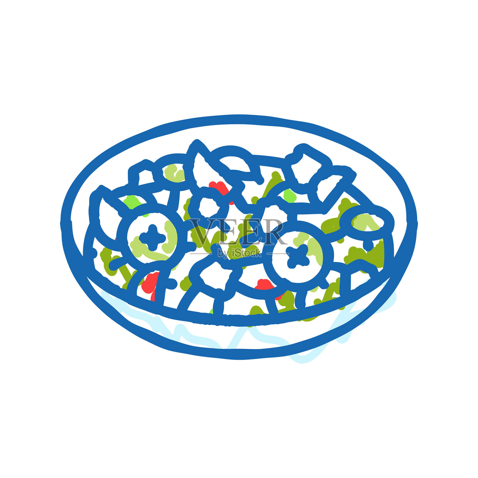 希腊沙拉美食图标涂鸦插图插画图片素材