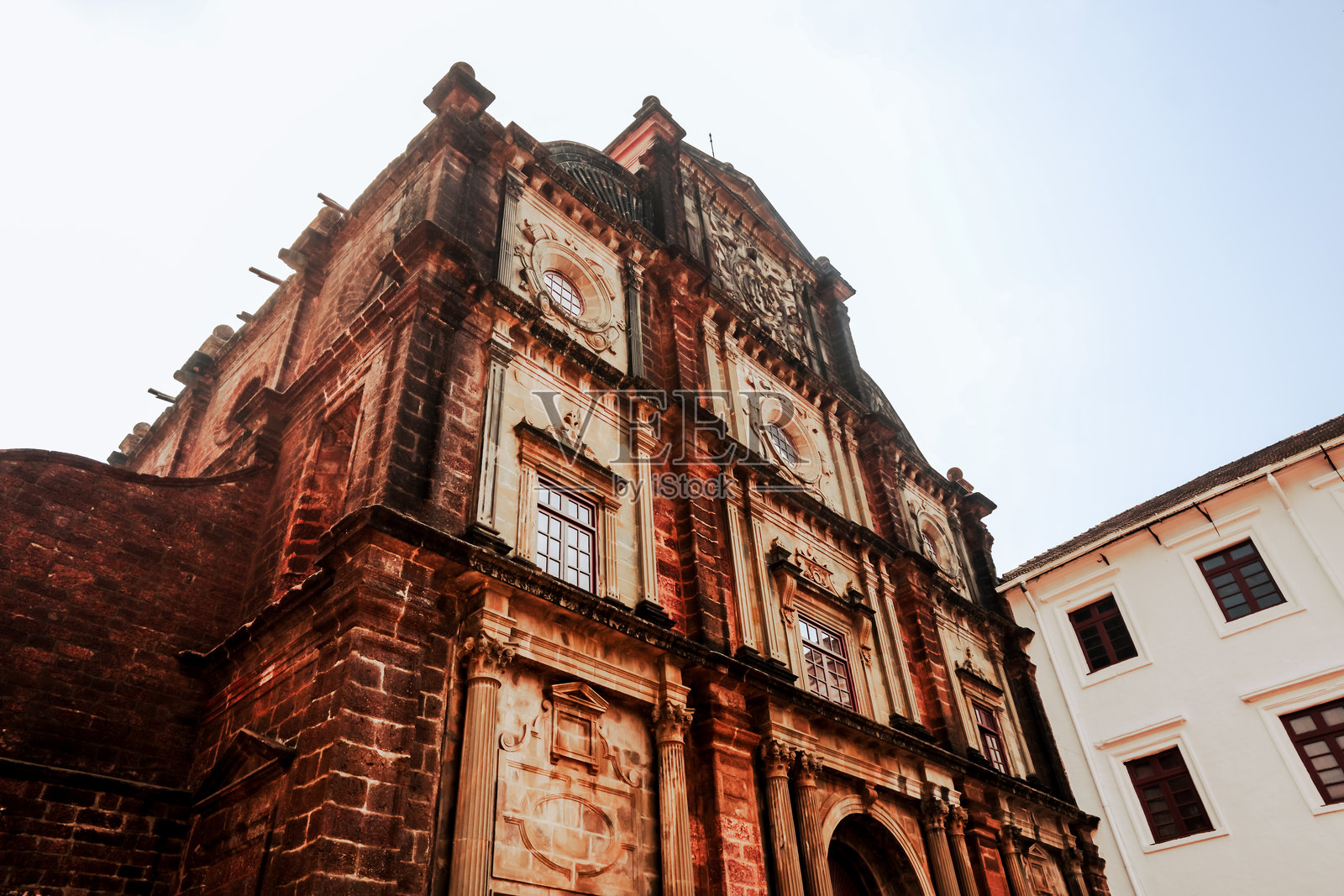 印度果阿的老果阿教堂外观，建于17世纪的天主教教堂照片摄影图片