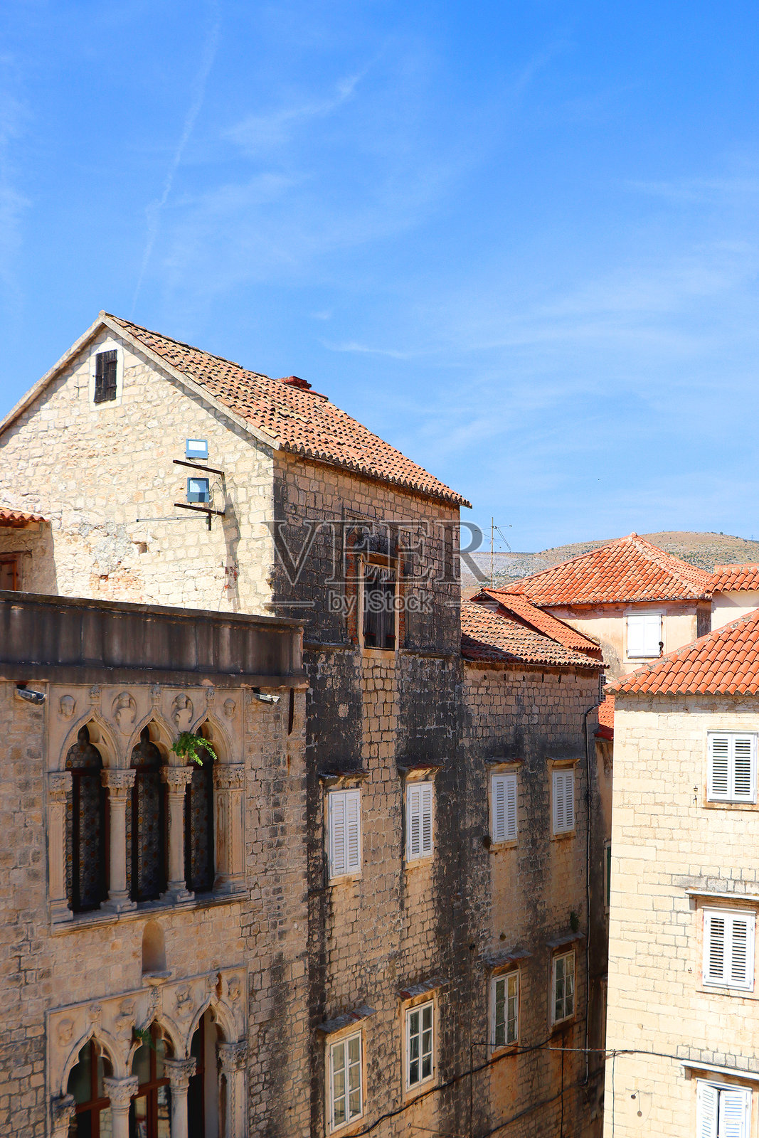 克罗地亚特罗吉尔的地中海建筑照片摄影图片