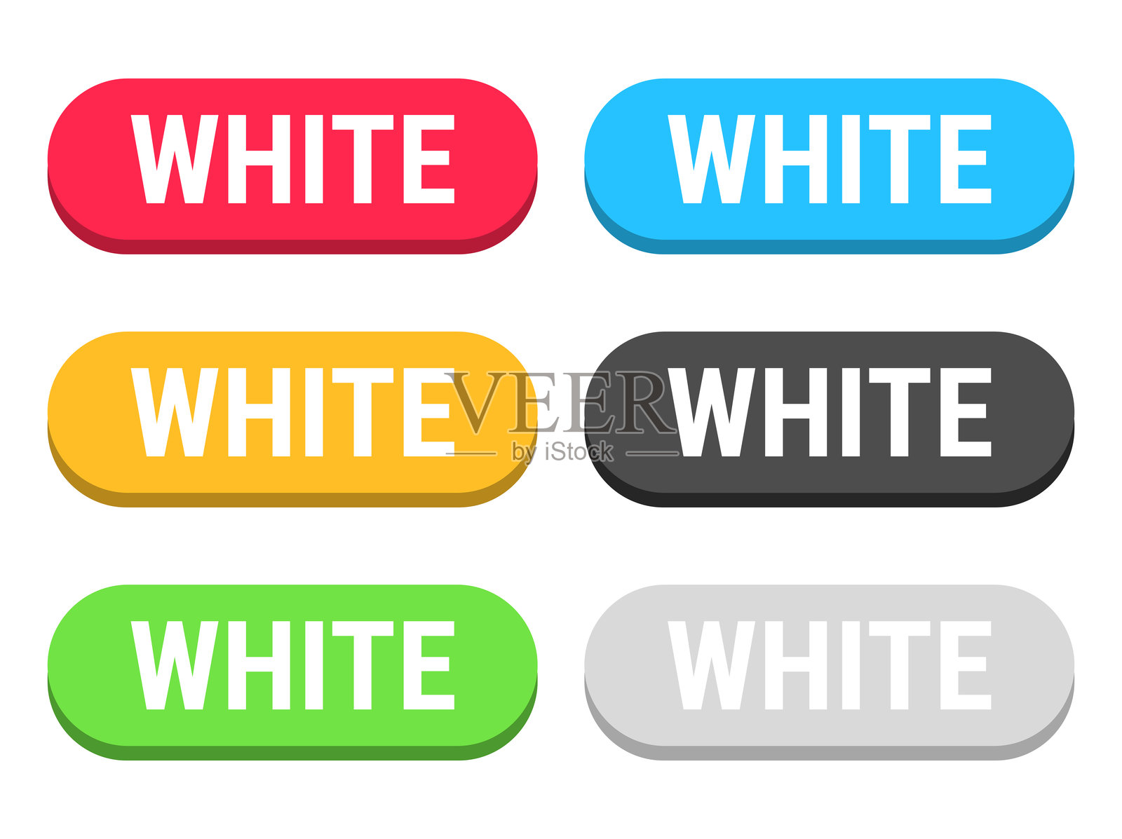 白色 - 彩色3D点击网页按钮在空白背景上插画图片素材