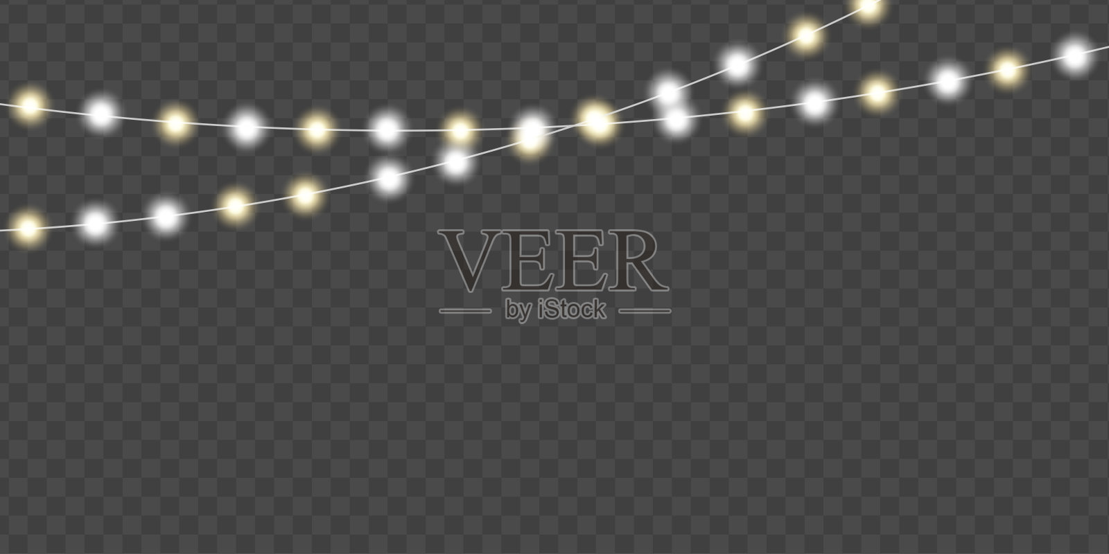 圣诞灯饰，透明背景插画图片素材