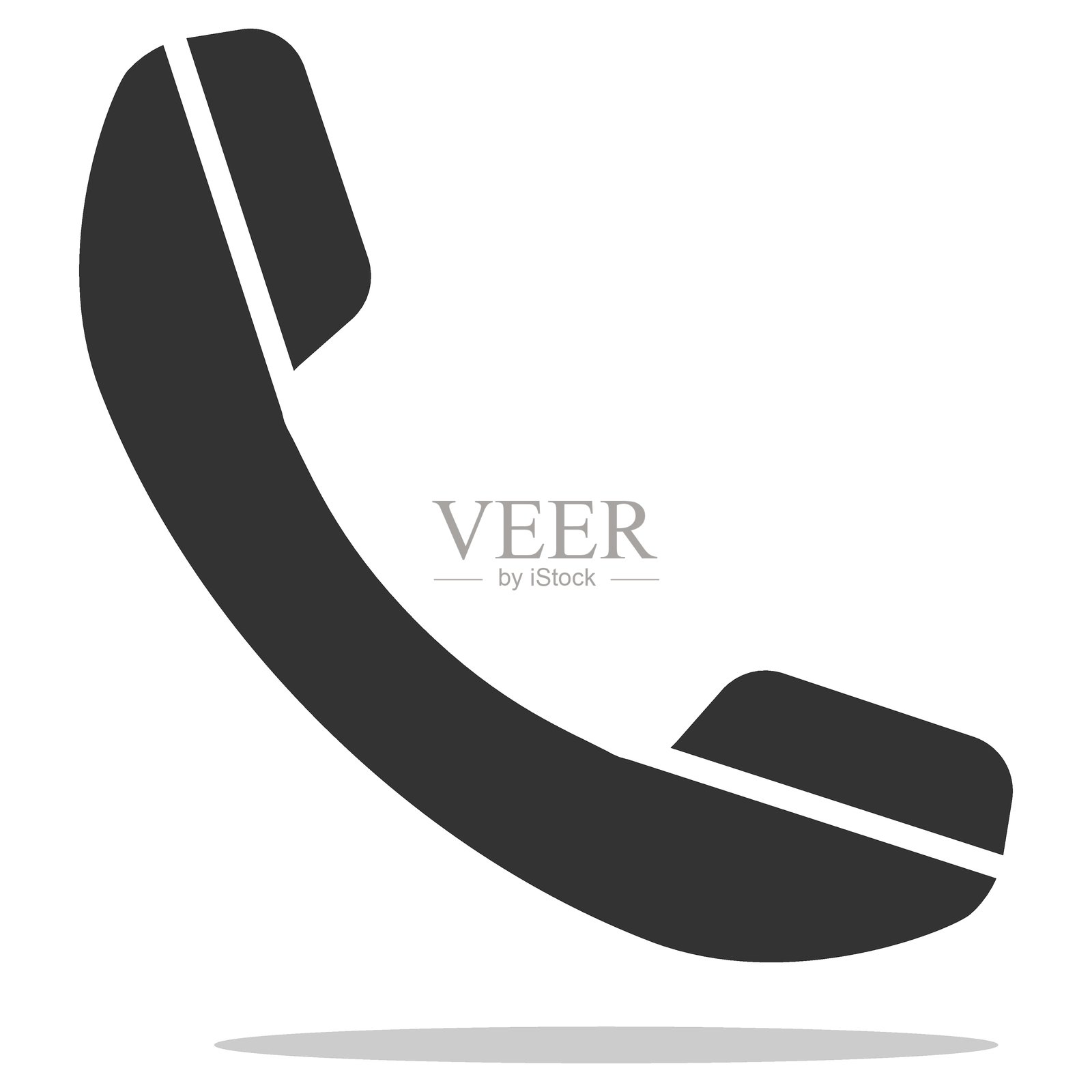 简单的电话听筒图标，背景为白色。呼叫符号，联系我们。可用于网站、应用程序、用户界面设计和图形设计。沟通的隐喻。插画图片素材