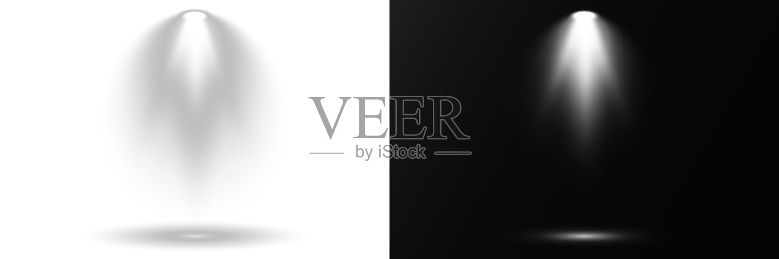 场景灯光模拟专业娱乐环境。光束在舞台上交叉，创造出动态叠加效果。聚光灯效果为数字插图增添深度。矢量元素插画图片素材