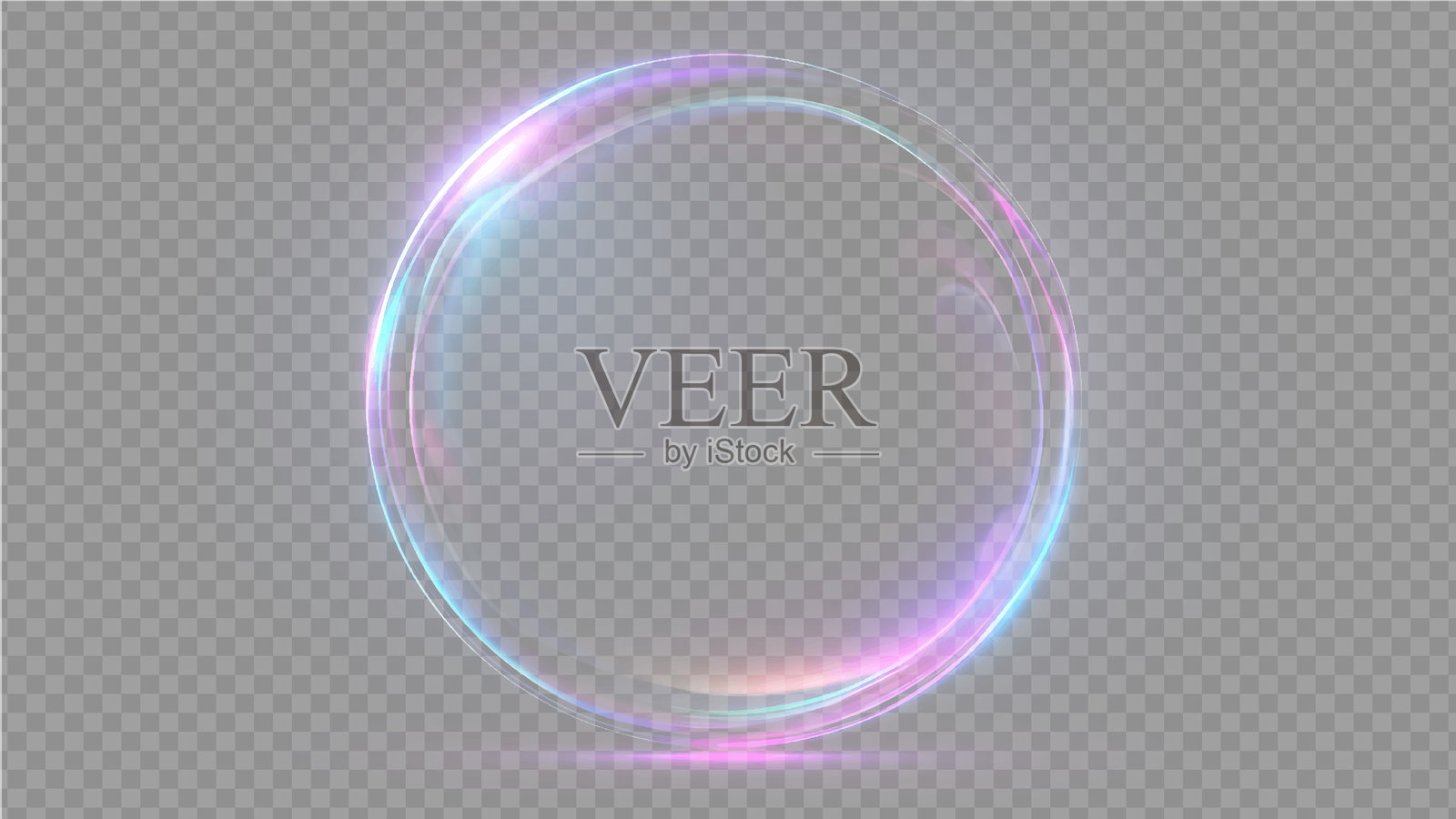 透明背景上的全息彩虹光环插画图片素材