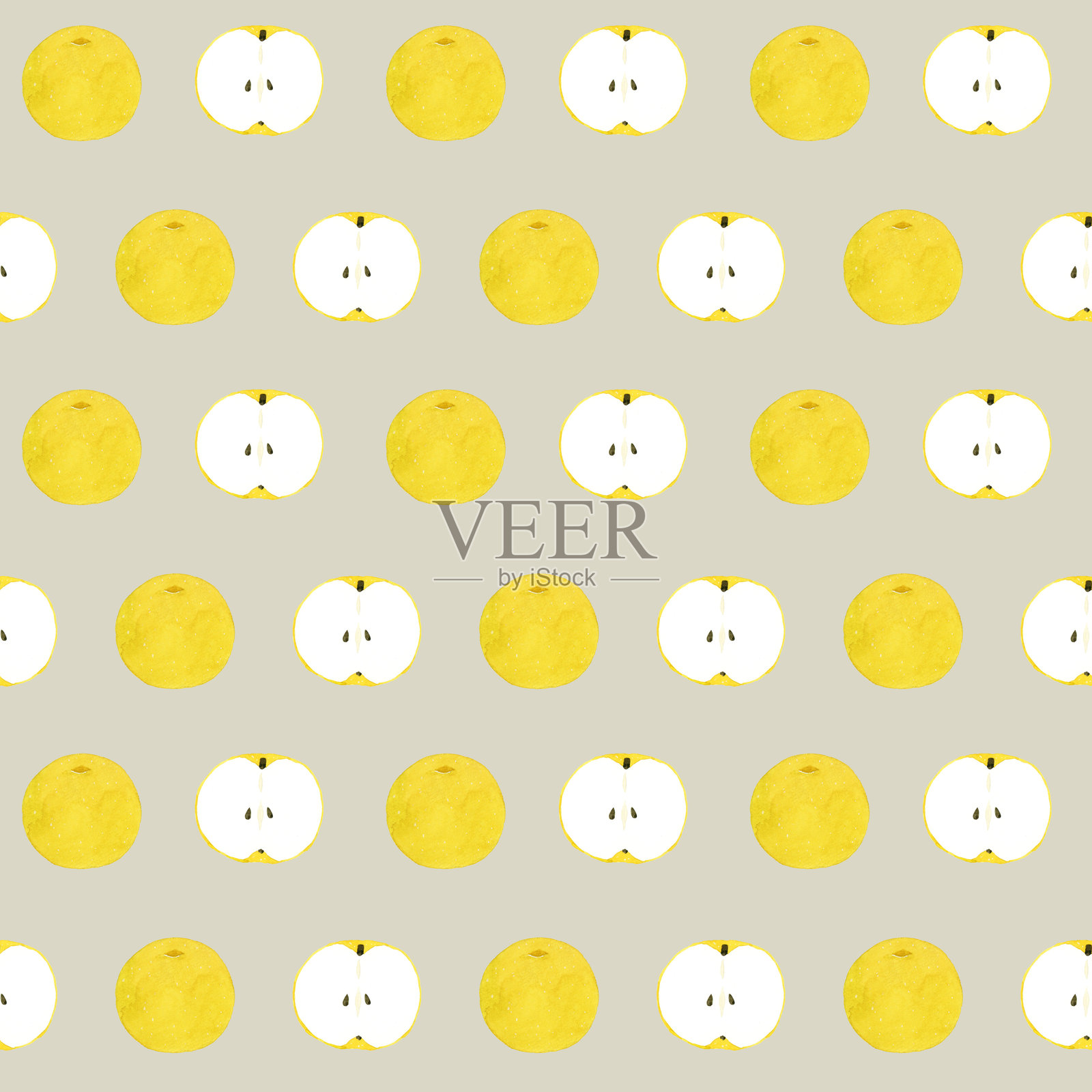 简单的梨子图案。手绘水彩水果图案插图。插画图片素材