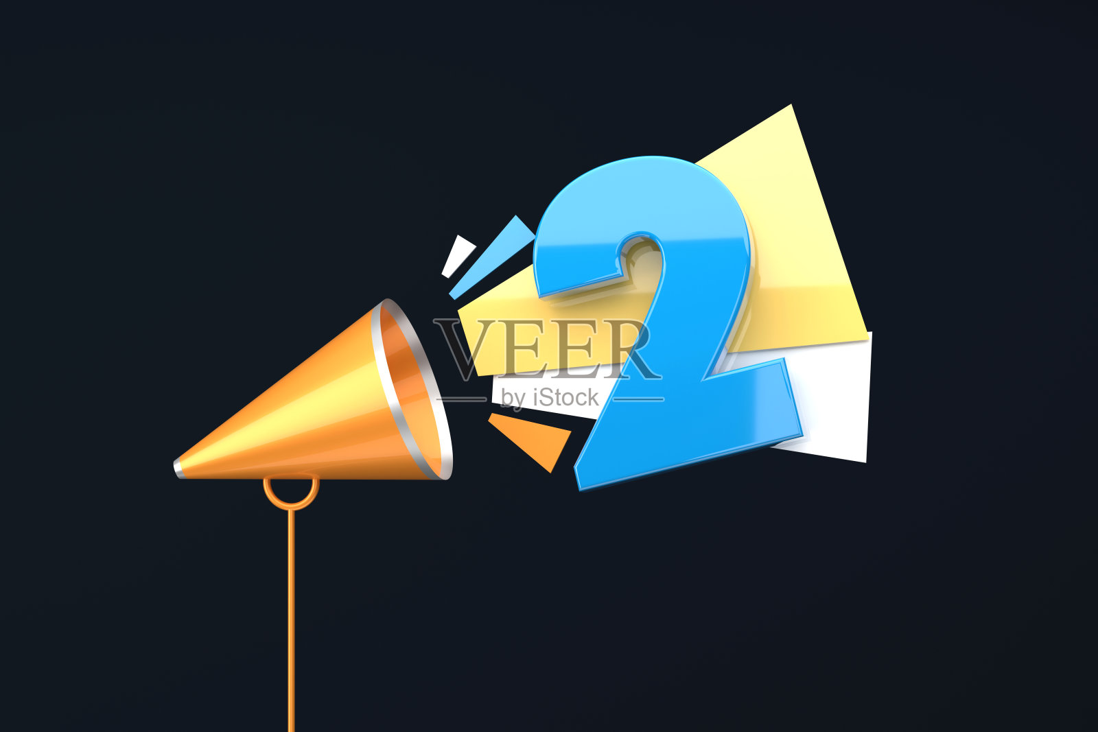 扩音器和数字2照片摄影图片