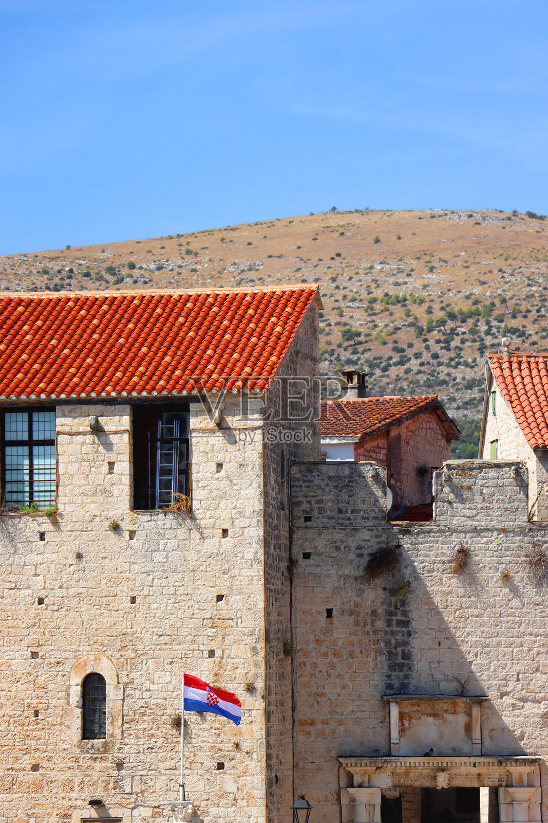 克罗地亚特罗吉尔的地中海建筑照片摄影图片