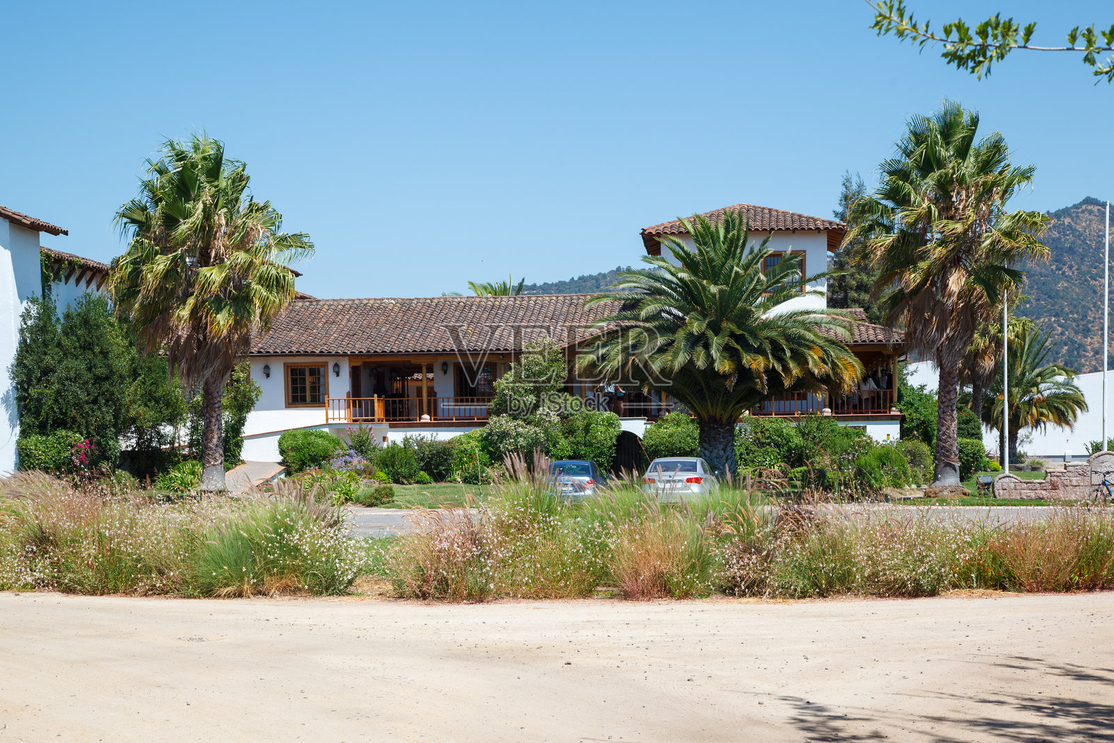 蒙特格拉斯美丽的历史建筑，典型的智利科尔查瓜谷葡萄园照片摄影图片