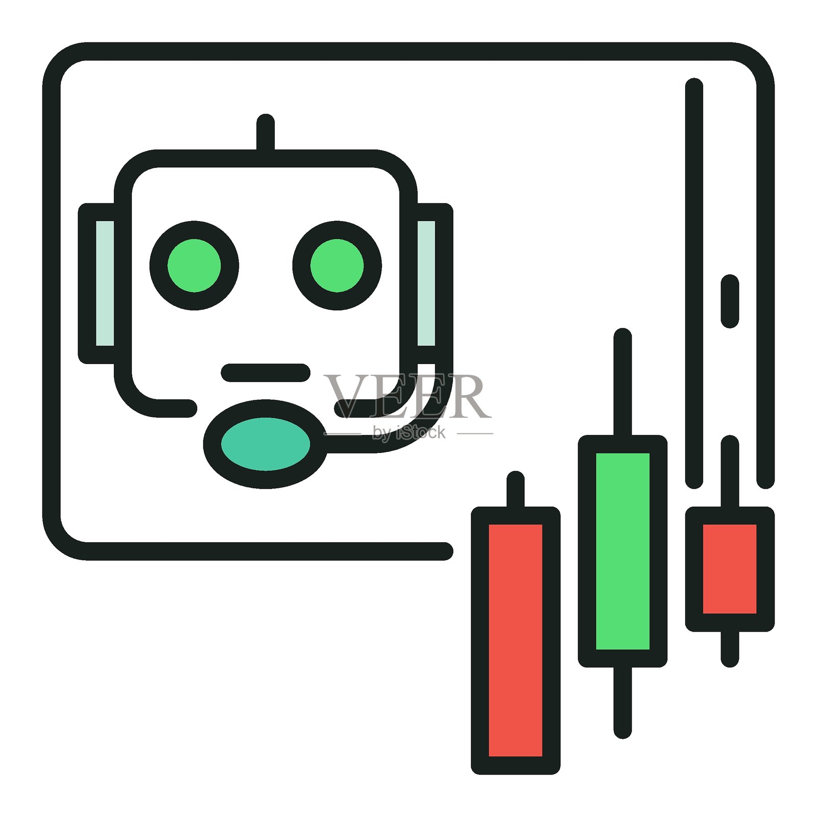 加密货币交易支持的对话气泡矢量AI机器人彩色图标或标志元素插画图片素材