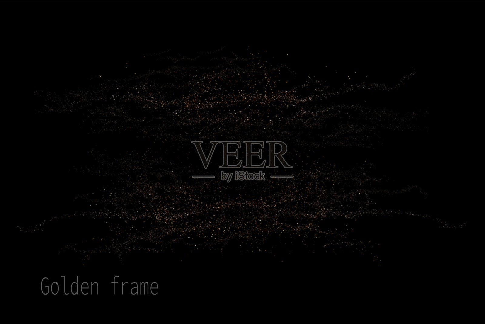 黑色背景上的孤立金色闪光波纹图案插图插画图片素材