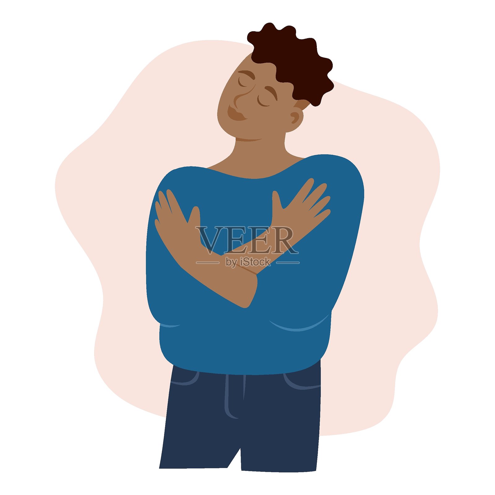 男人拥抱自己的概念。插画图片素材