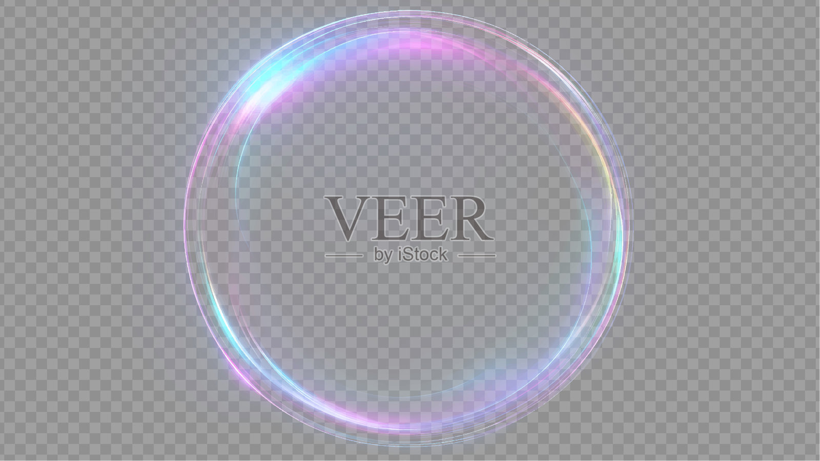 透明背景上的全息彩虹光环插画图片素材