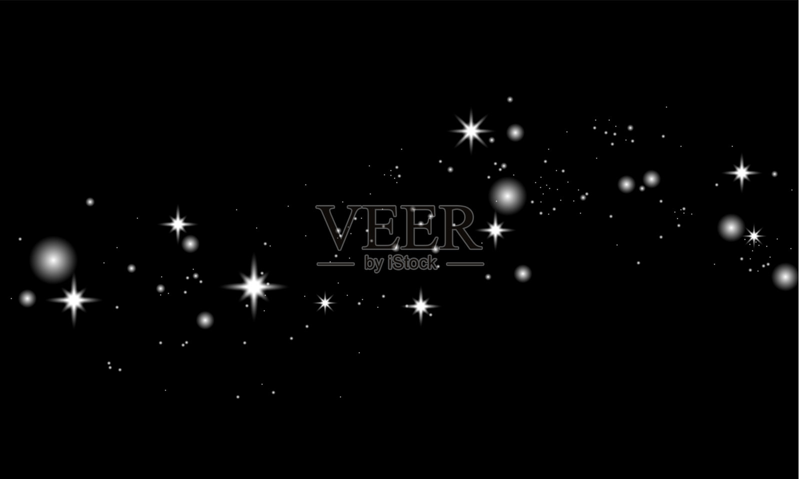 黑色背景上的明亮星粒插画图片素材