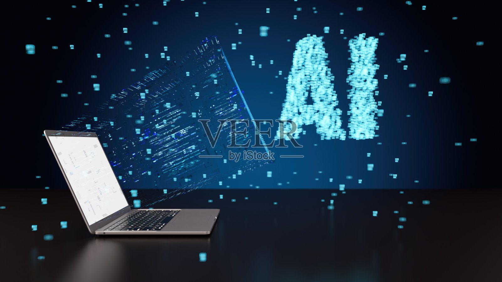笔记本电脑显示人工智能数据可视化照片摄影图片
