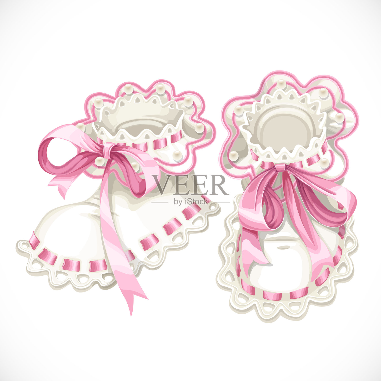 新生儿粉色靴子插画图片素材