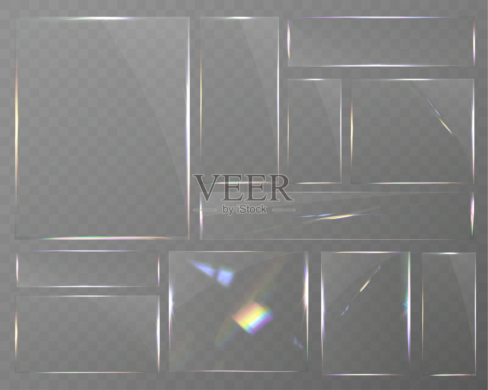 透明玻璃套装。插画图片素材